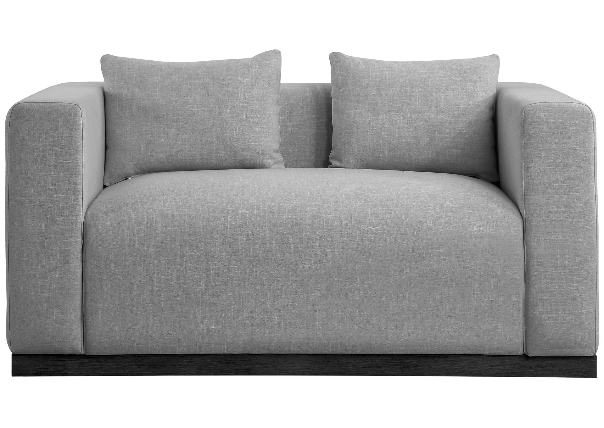 Alfie Grey Linen Textured Fabic Loveseat,Meridian Furniture
