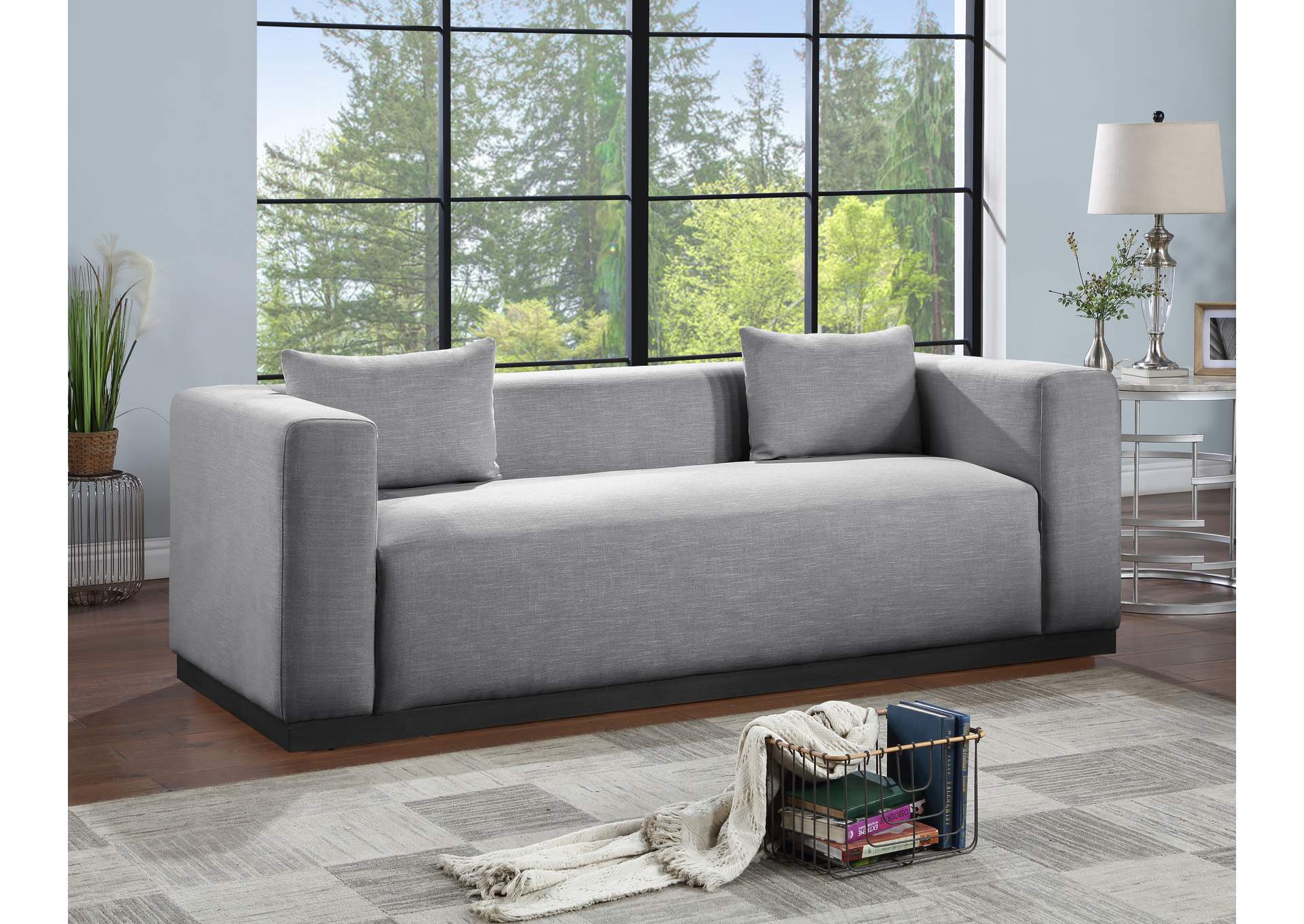 Alfie Grey Linen Textured Fabic Sofa,Meridian Furniture