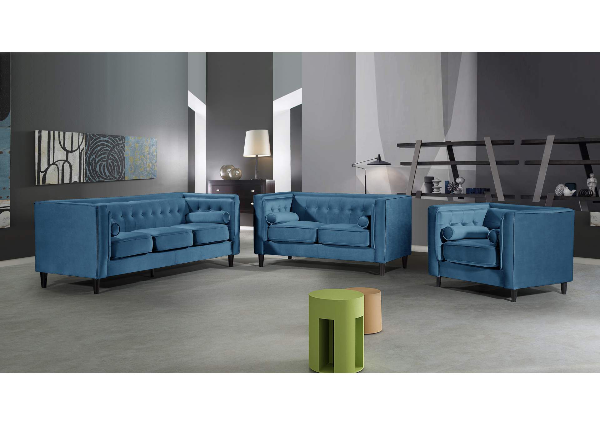 Taylor Light Blue Velvet Sofa Baci Living Room