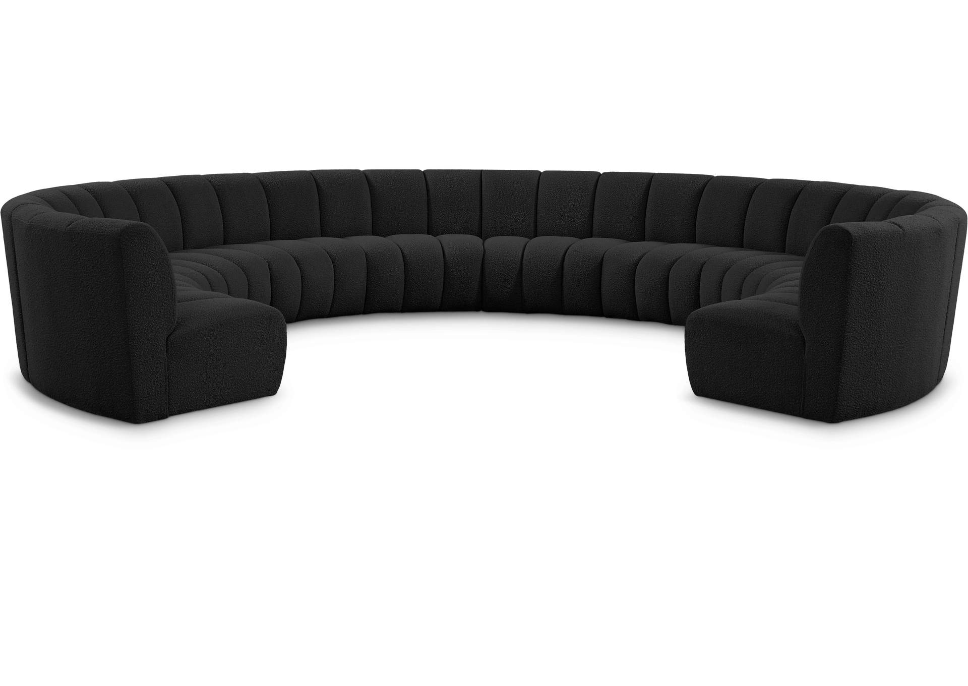 Infinity Black Boucle Fabric 10 Piece Modular Sectional,Meridian Furniture