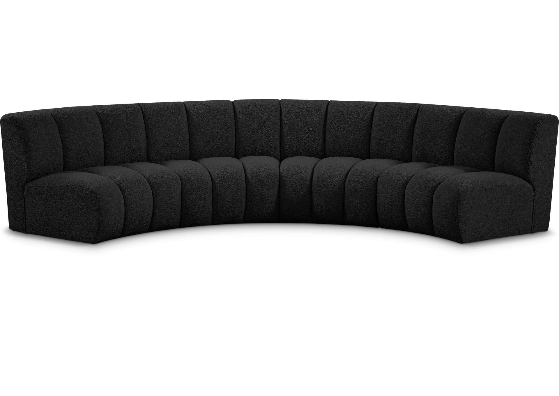 Infinity Black Boucle Fabric 4 Piece Modular Sectional,Meridian Furniture