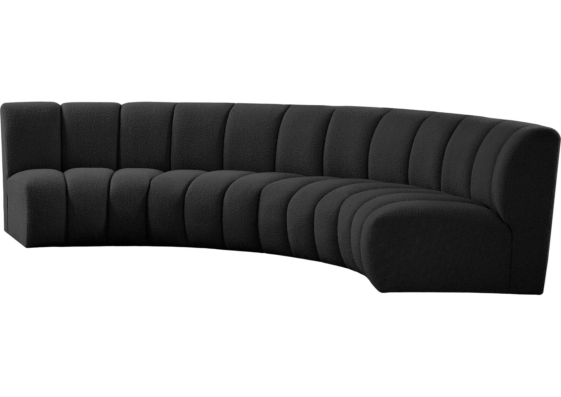 Infinity Black Boucle Fabric 4 Piece Modular Sectional,Meridian Furniture