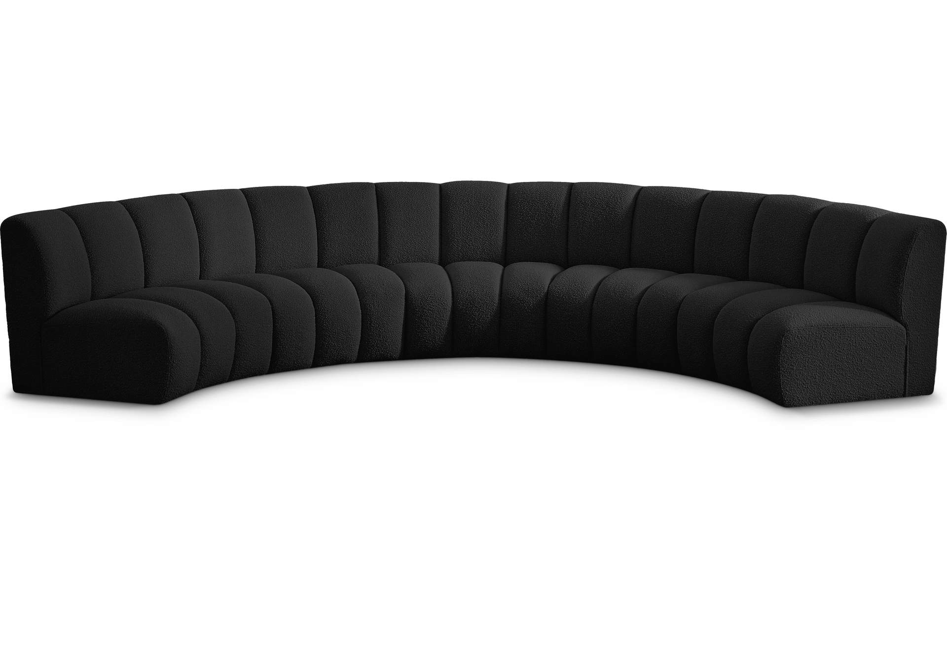 Infinity Black Boucle Fabric 5 Piece Modular Sectional,Meridian Furniture