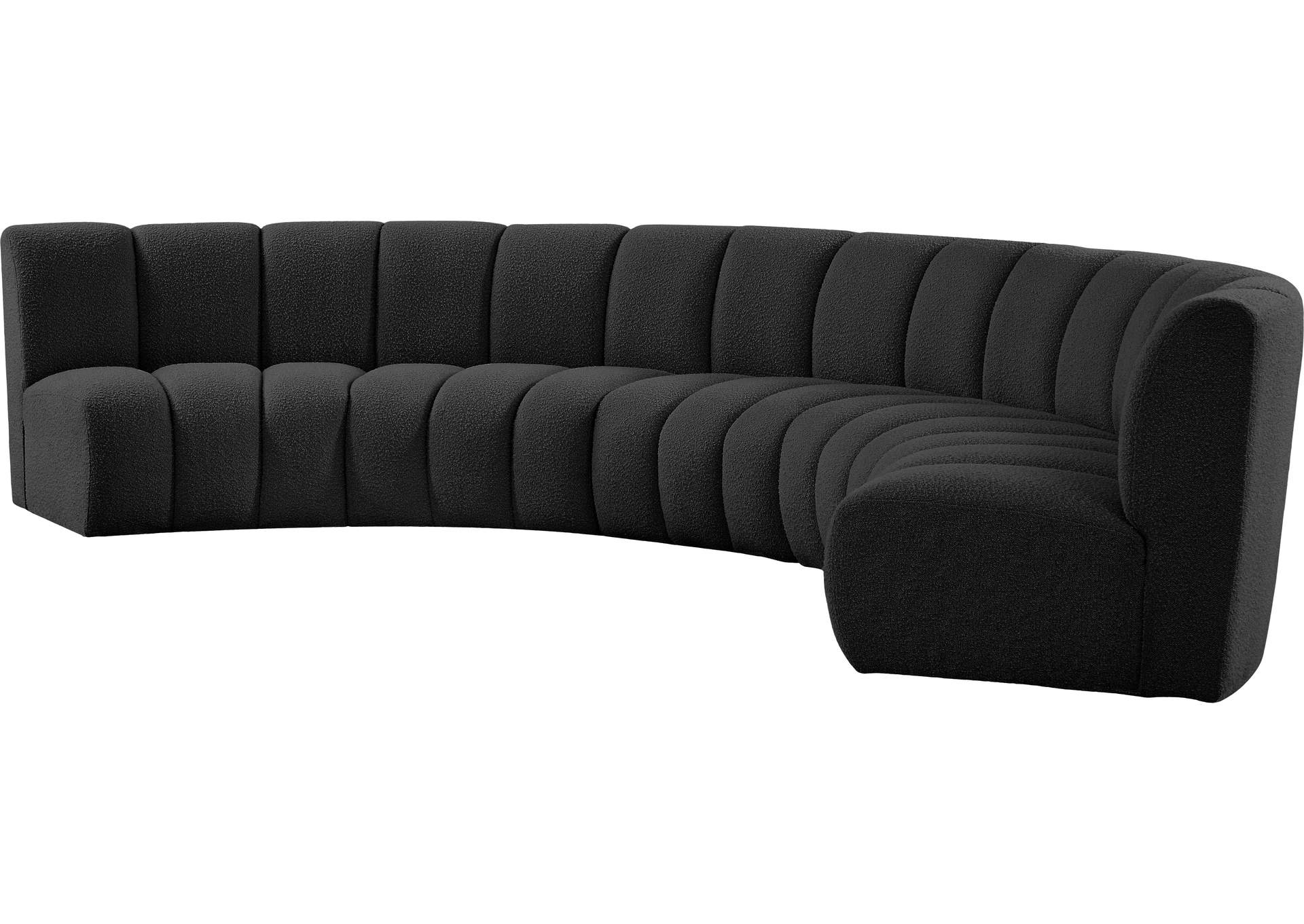 Infinity Black Boucle Fabric 5 Piece Modular Sectional,Meridian Furniture