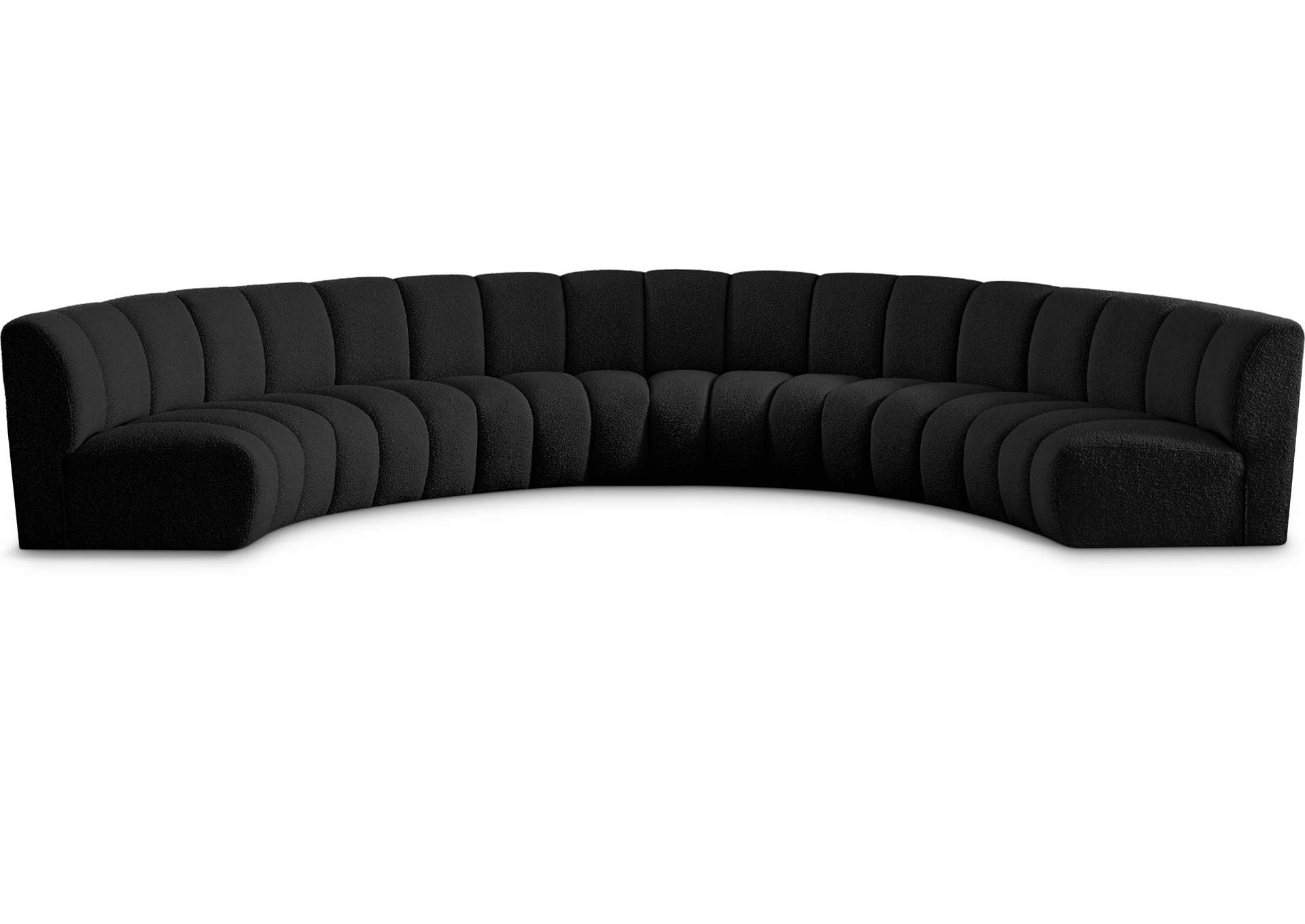 Infinity Black Boucle Fabric 6 Piece . Modular Sectional,Meridian Furniture