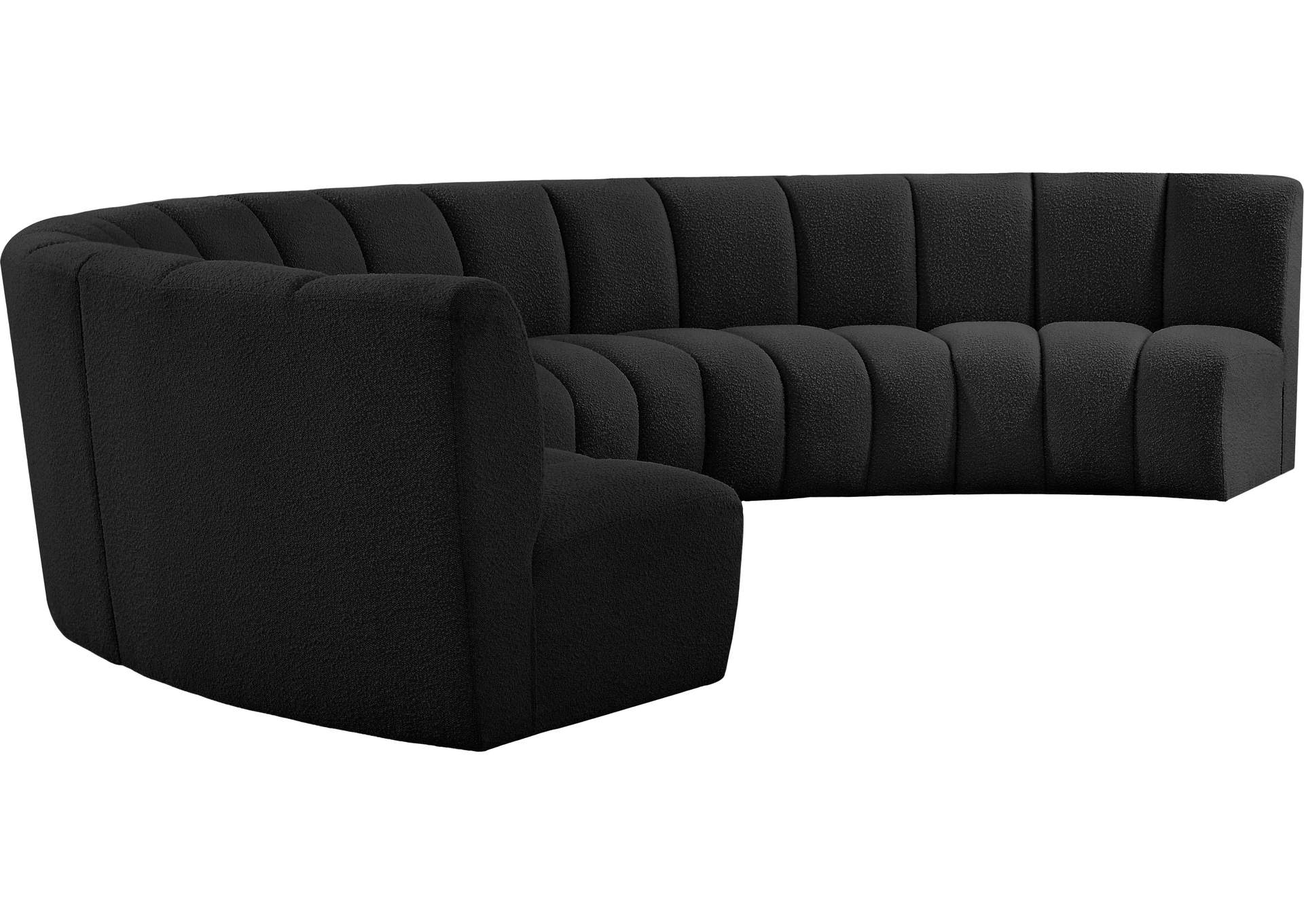 Infinity Black Boucle Fabric 6 Piece . Modular Sectional,Meridian Furniture