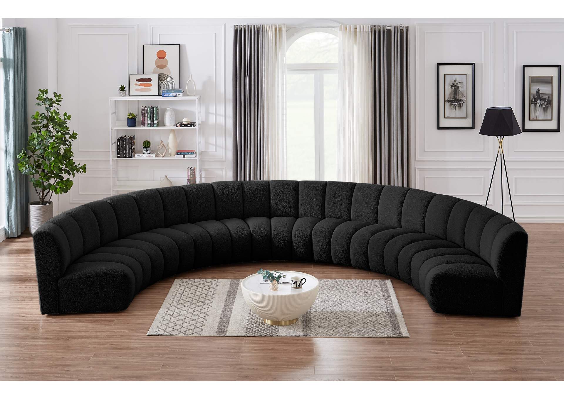 Infinity Black Boucle Fabric 7 Piece Modular Sectional,Meridian Furniture