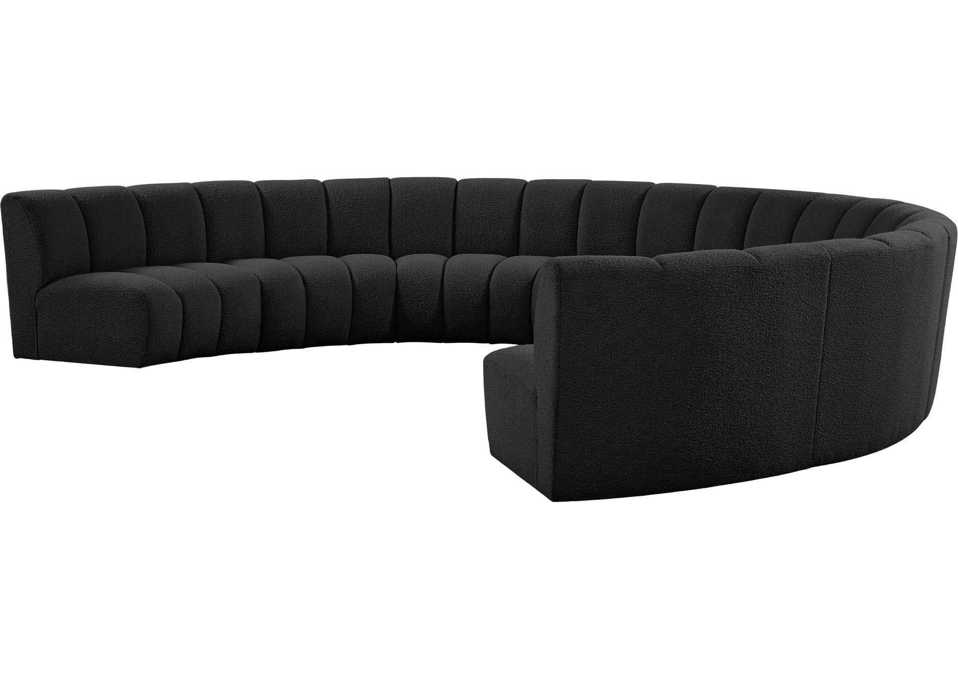 Infinity Black Boucle Fabric 8 Piece Modular Sectional,Meridian Furniture