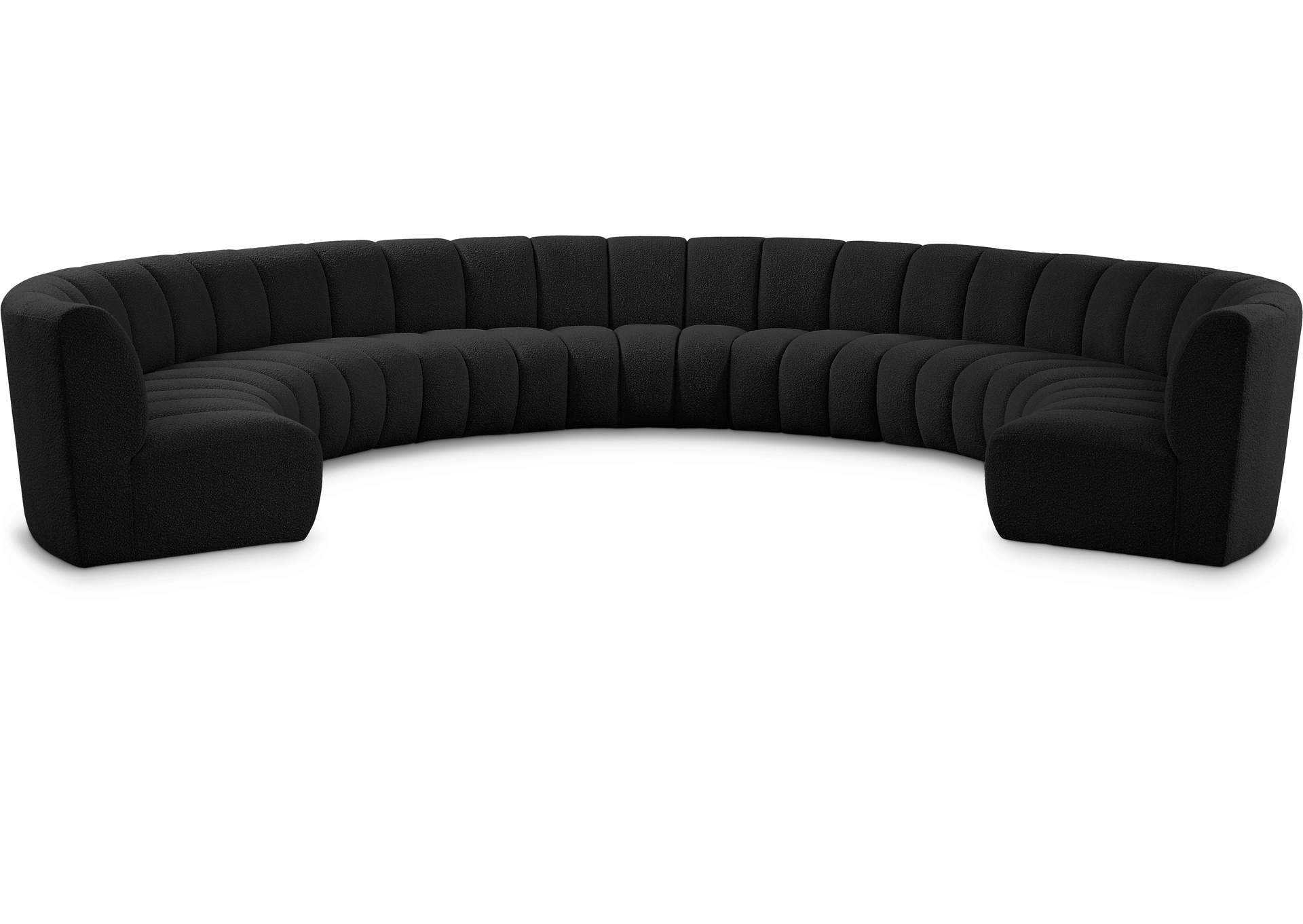 Infinity Black Boucle Fabric 9 Piece Modular Sectional,Meridian Furniture