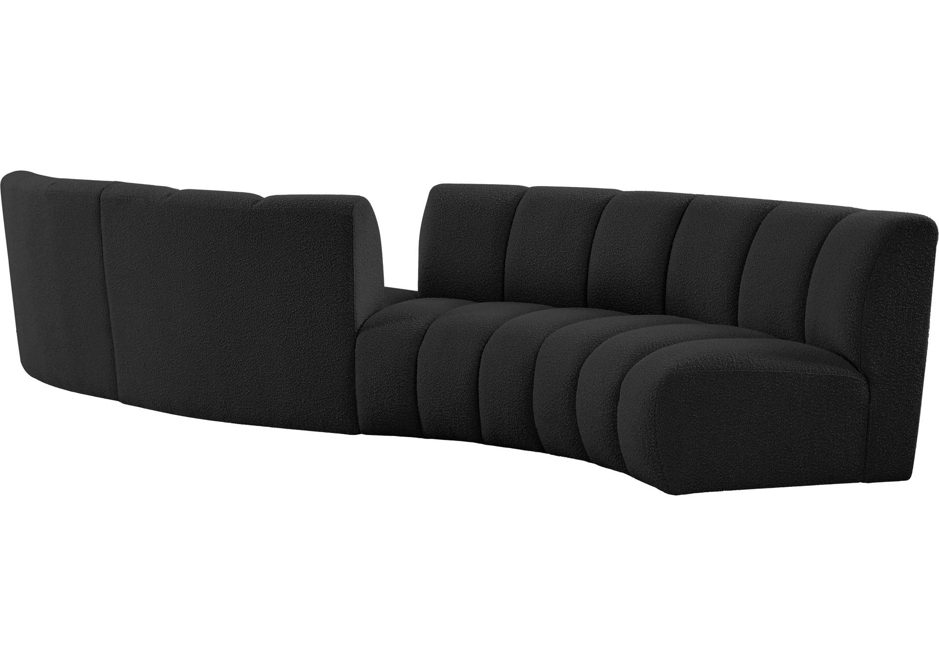 Infinity Black Boucle Fabric 4 Piece Modular Sectional,Meridian Furniture