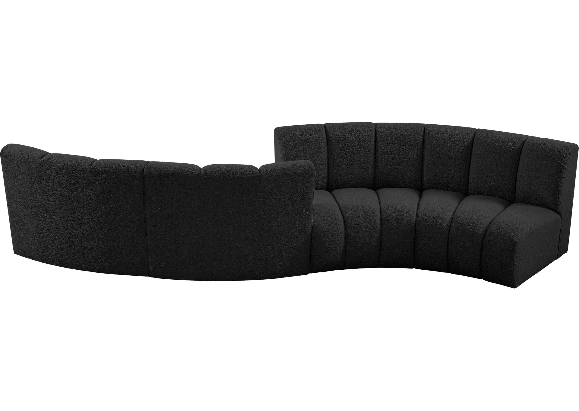 Infinity Black Boucle Fabric 4 Piece Modular Sectional,Meridian Furniture