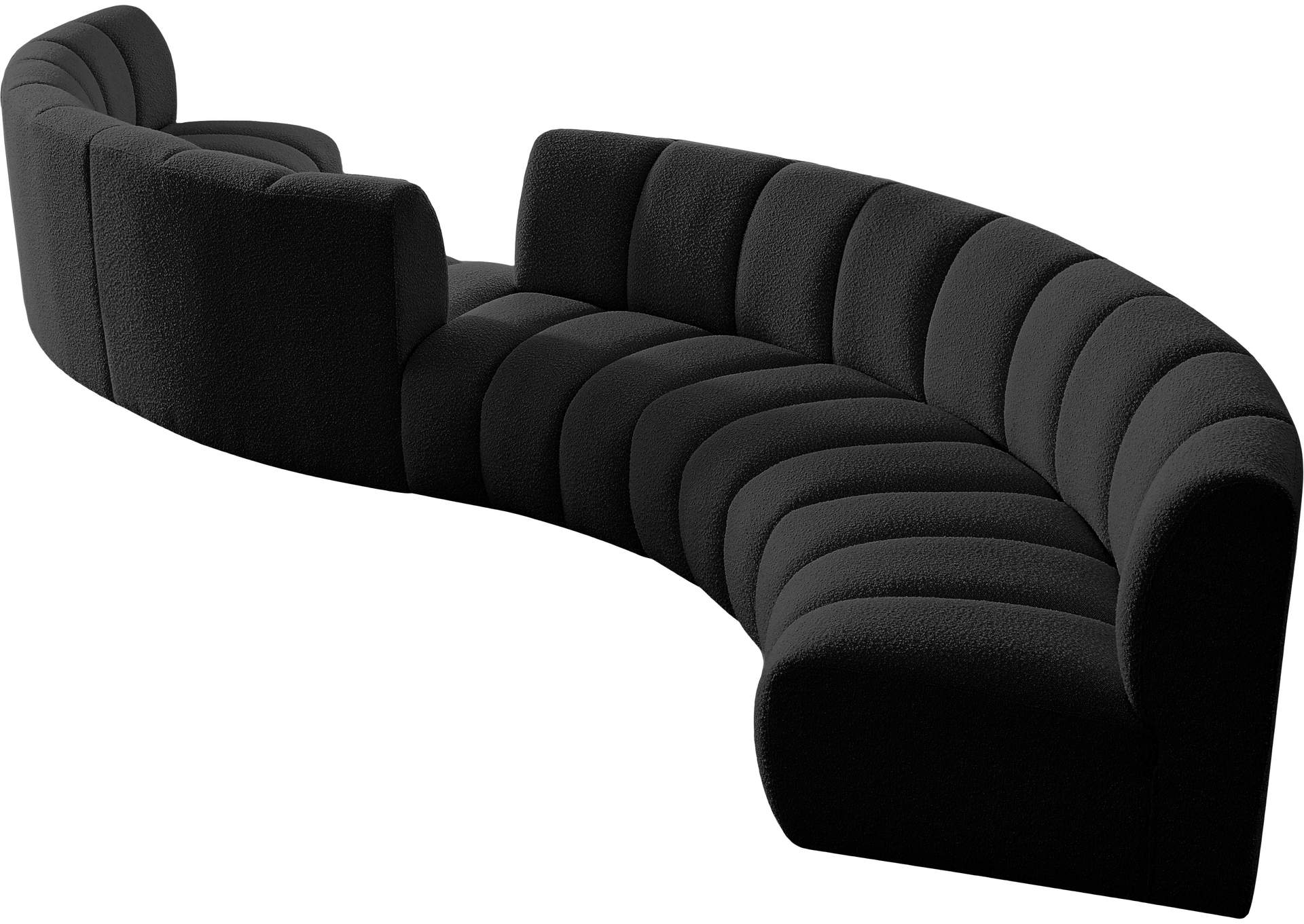 Infinity Black Boucle Fabric 6 Piece . Modular Sectional,Meridian Furniture