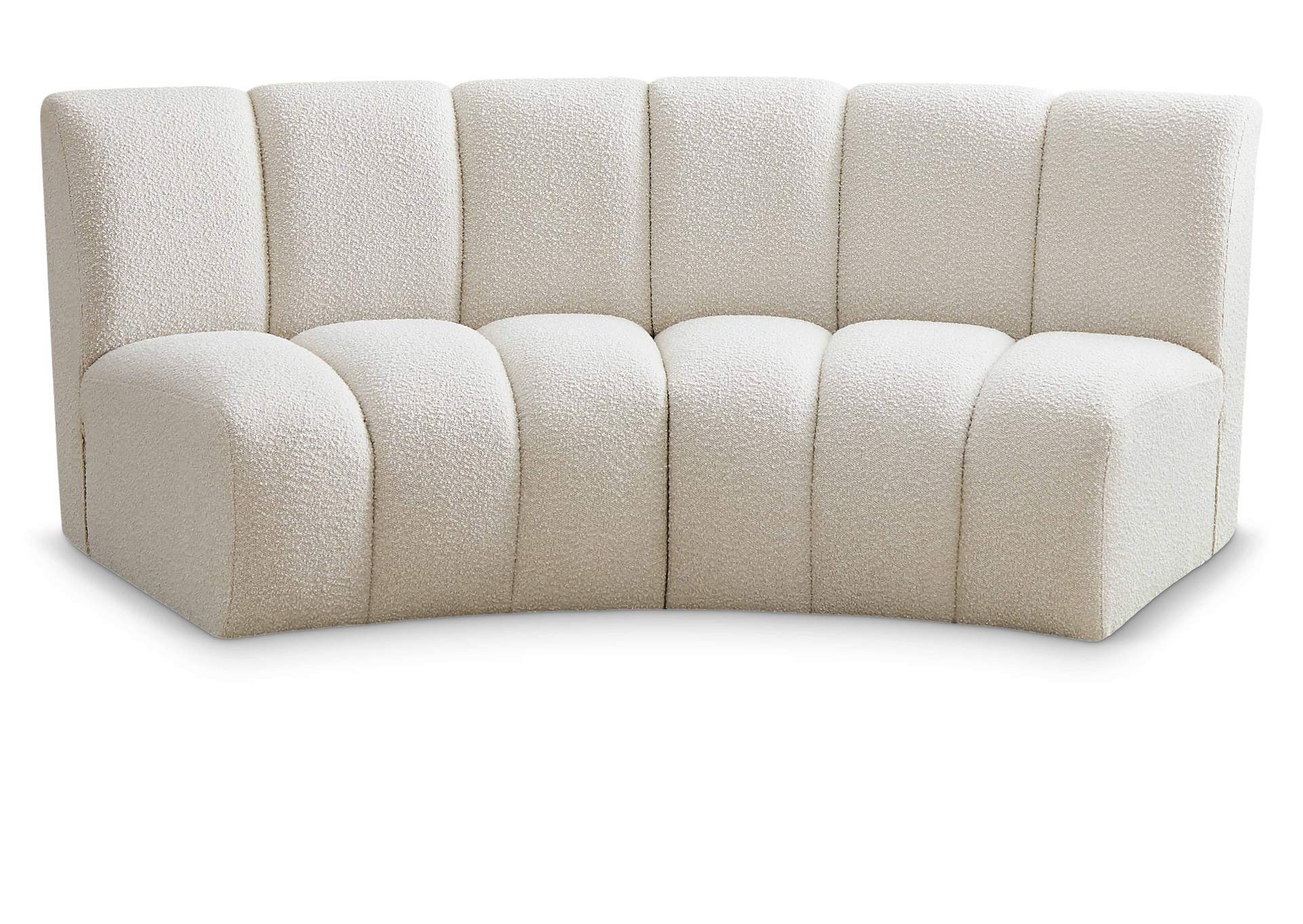 Infinity Cream Boucle Fabric 2 Piece Modular Sectional,Meridian Furniture