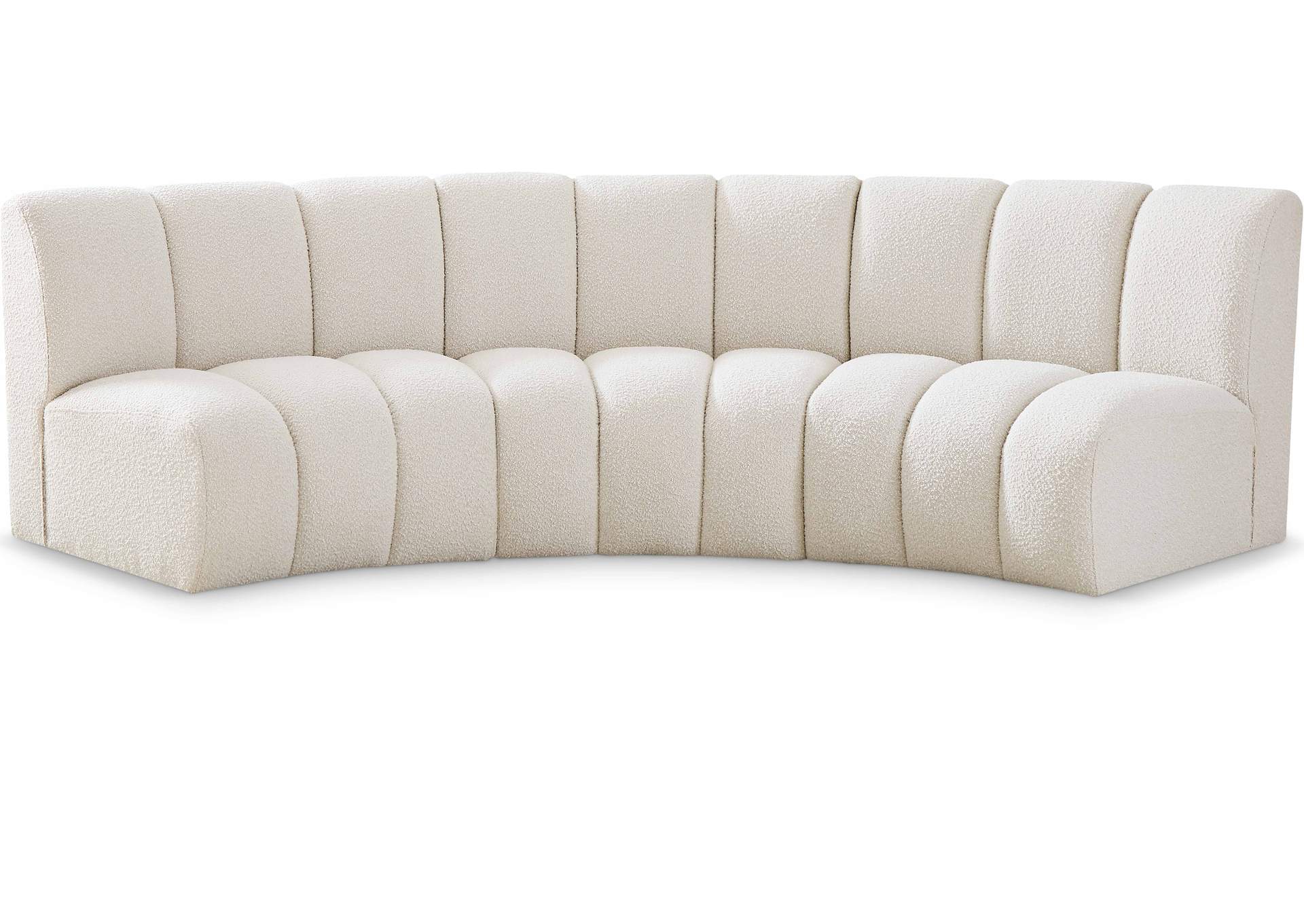 Infinity Cream Boucle Fabric 3 Piece Modular Sectional,Meridian Furniture