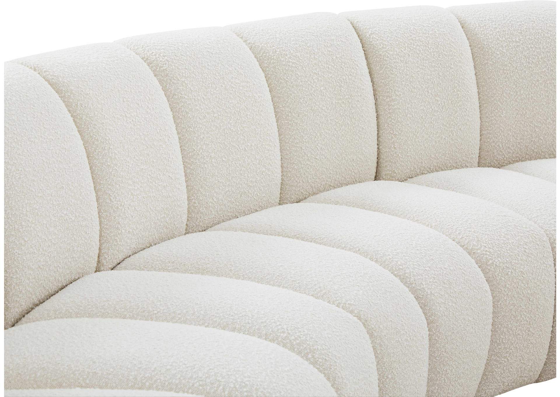 Infinity Cream Boucle Fabric 6 Piece . Modular Sectional,Meridian Furniture