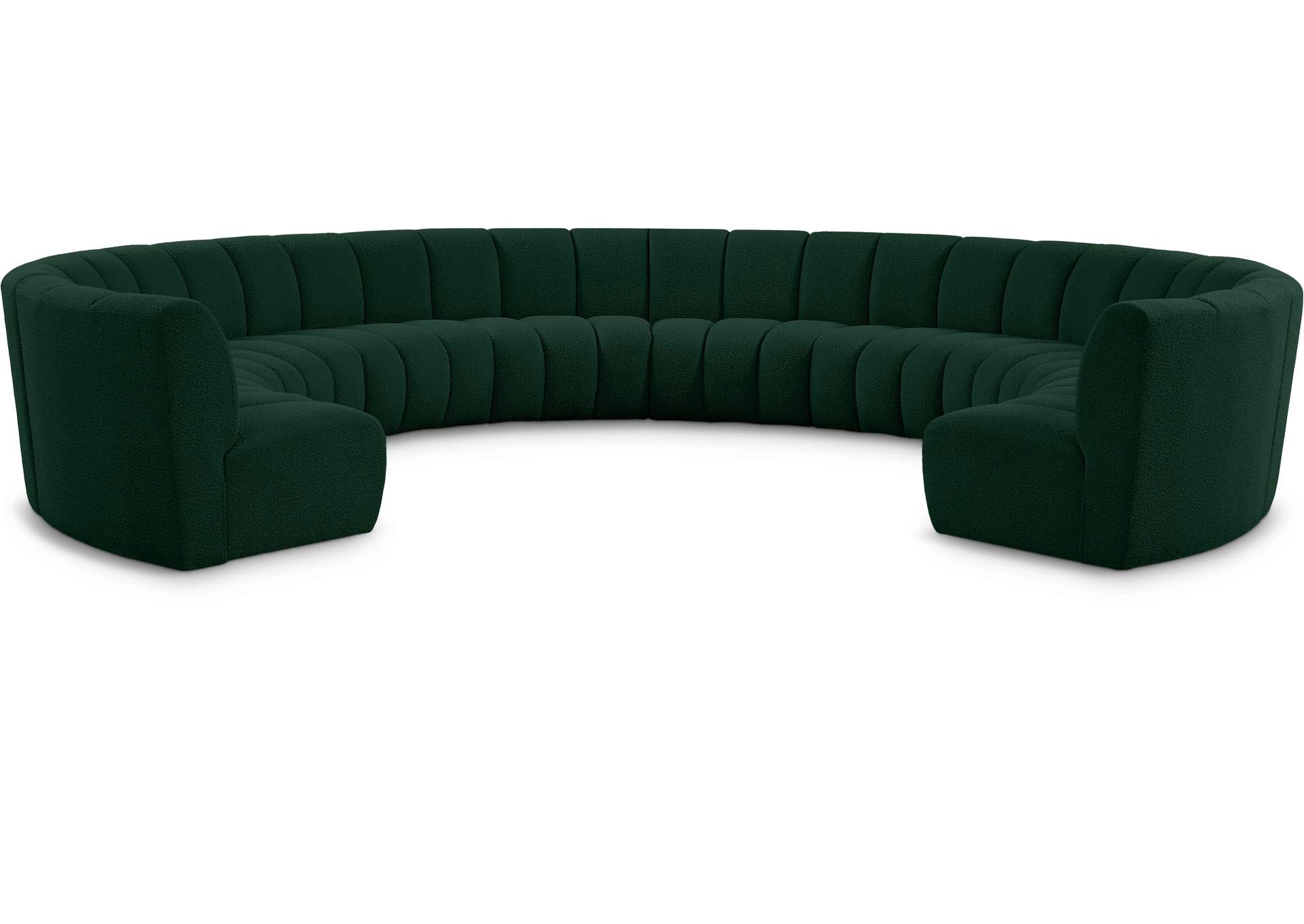 Infinity Green Boucle Fabric 10 Piece Modular Sectional,Meridian Furniture