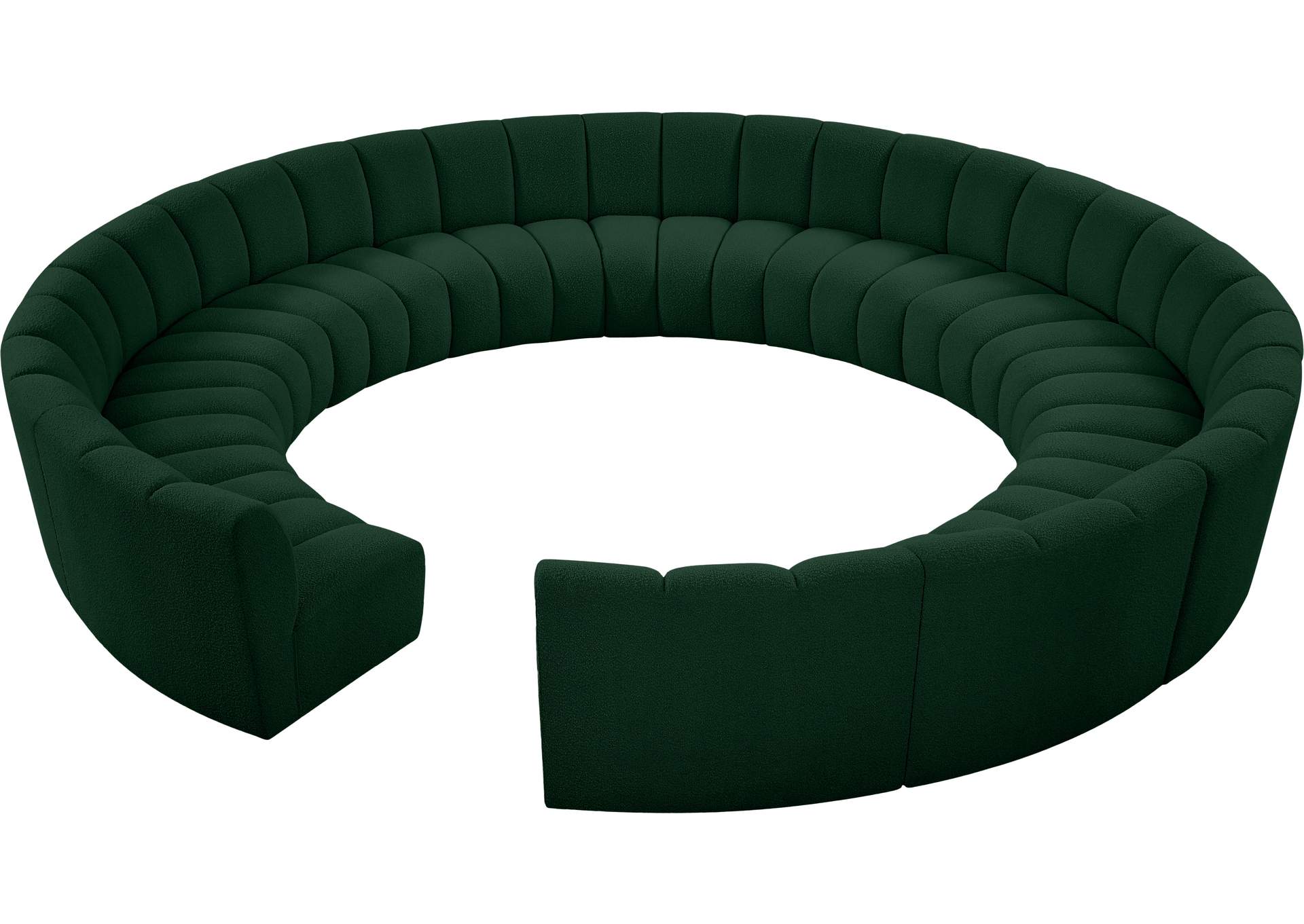 Infinity Green Boucle Fabric 12 Piece Modular Sectional,Meridian Furniture