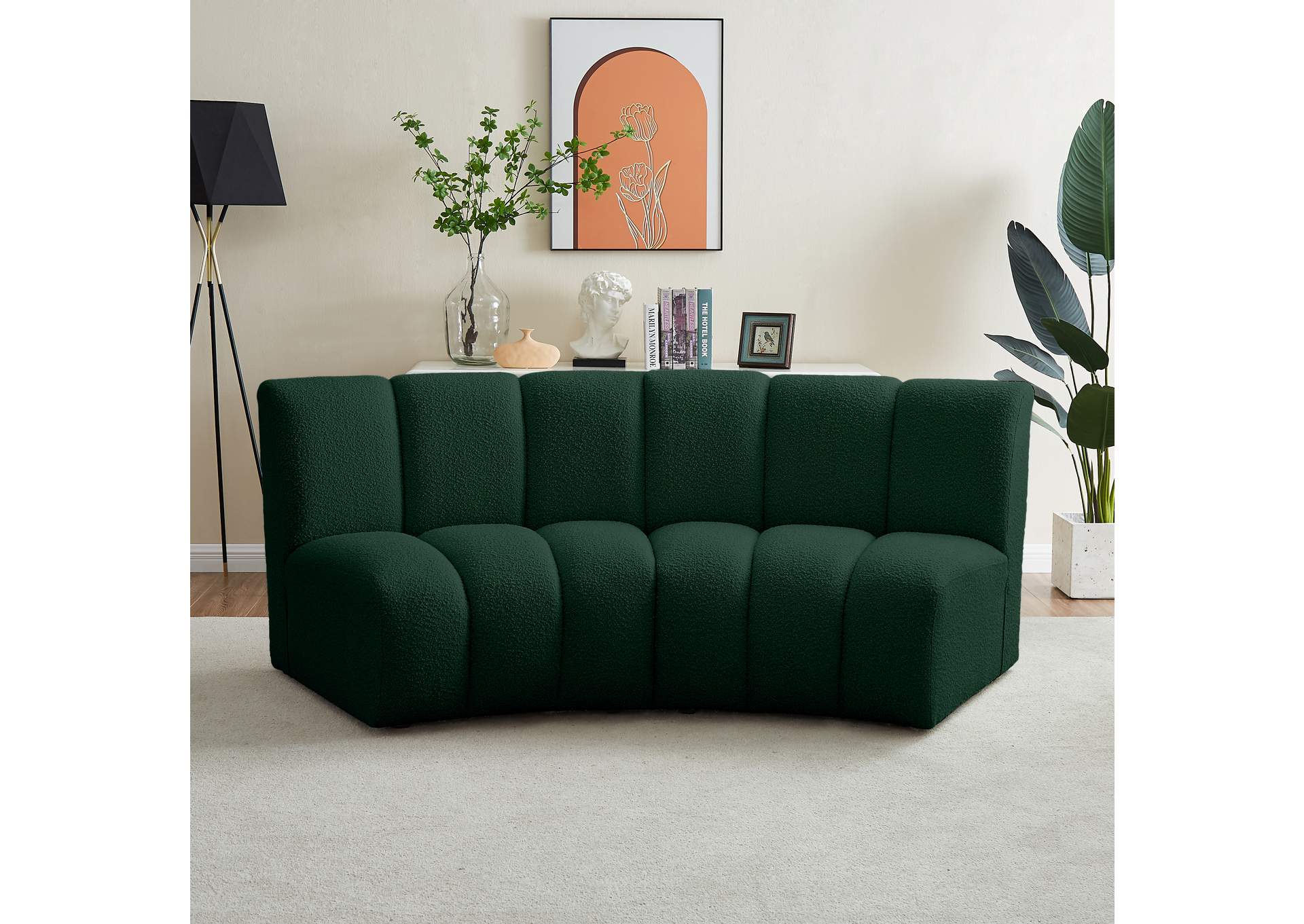 Infinity Green Boucle Fabric 2 Piece Modular Sectional,Meridian Furniture