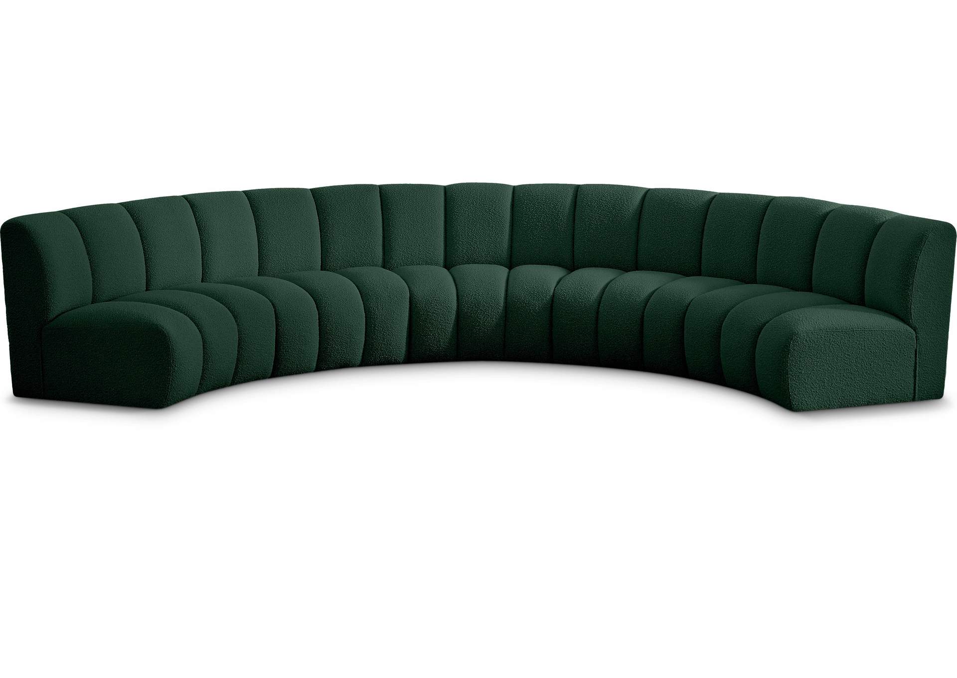 Infinity Green Boucle Fabric 5 Piece Modular Sectional,Meridian Furniture