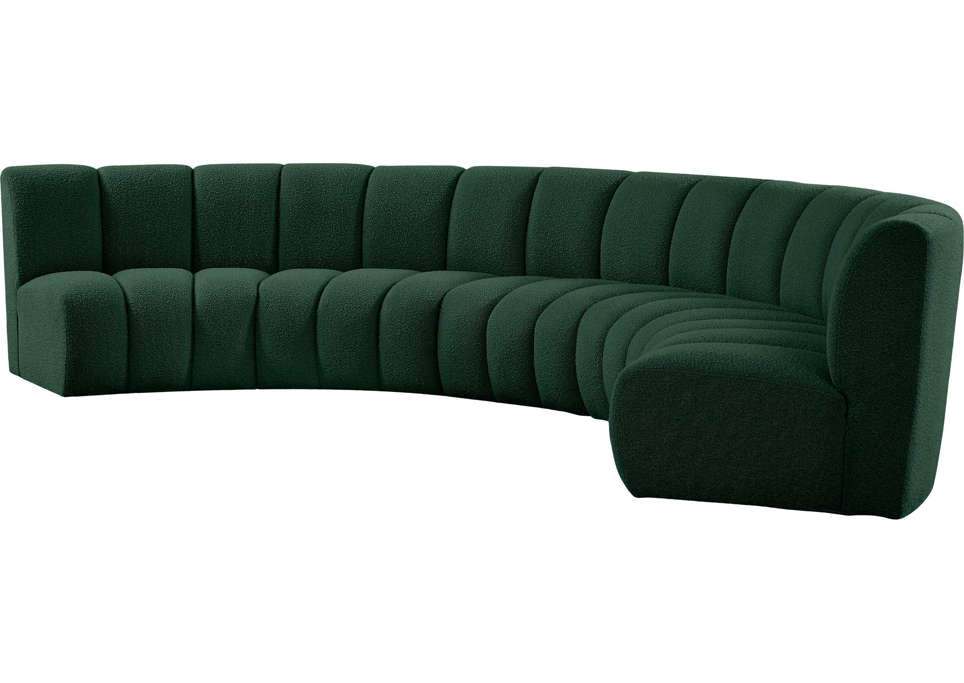 Infinity Green Boucle Fabric 5 Piece Modular Sectional,Meridian Furniture