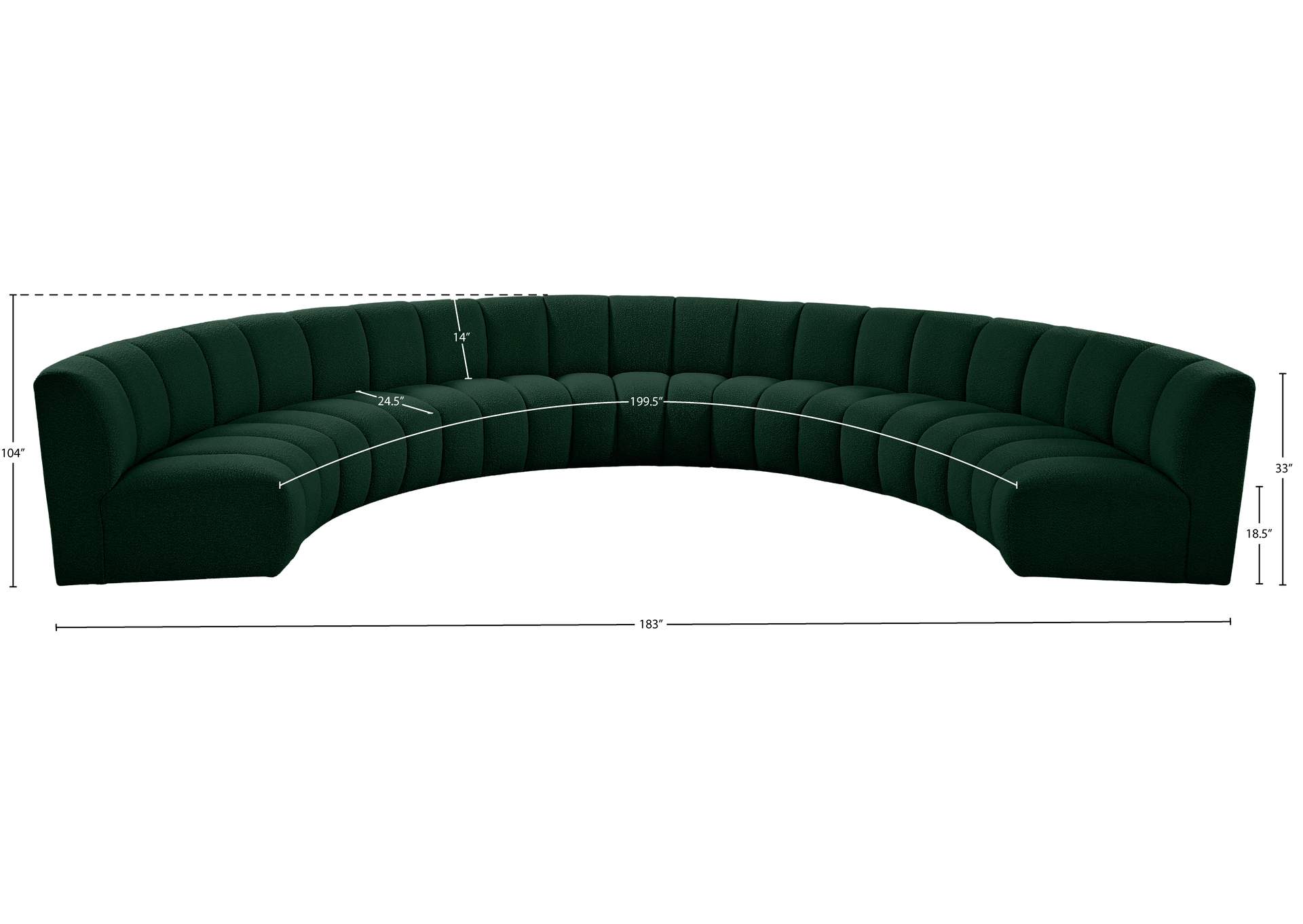 Infinity Green Boucle Fabric 7 Piece Modular Sectional,Meridian Furniture