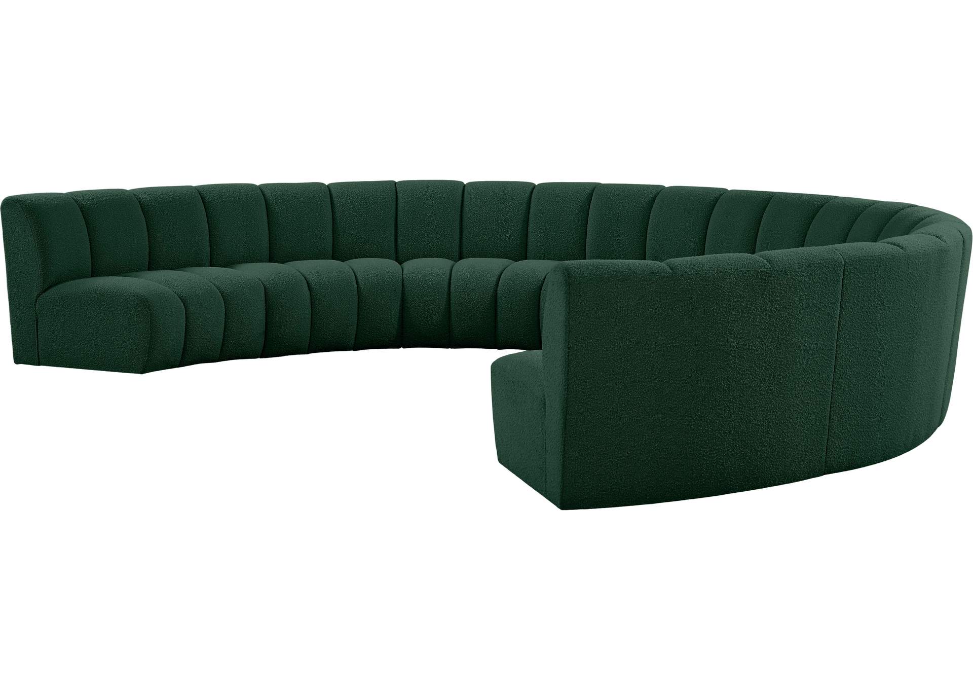 Infinity Green Boucle Fabric 8 Piece Modular Sectional,Meridian Furniture