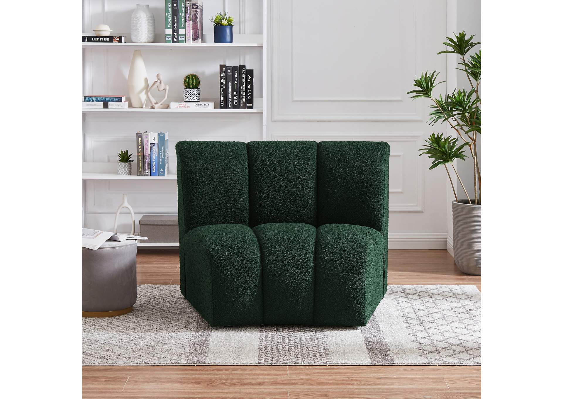 Infinity Green Boucle Fabric Modular Chair,Meridian Furniture