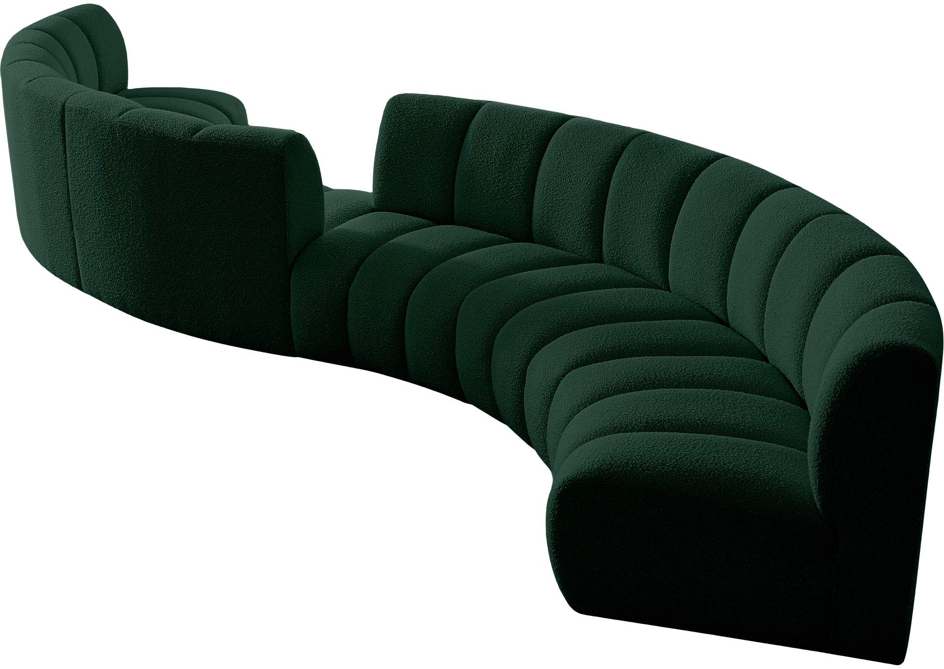 Infinity Green Boucle Fabric 6 Piece . Modular Sectional,Meridian Furniture