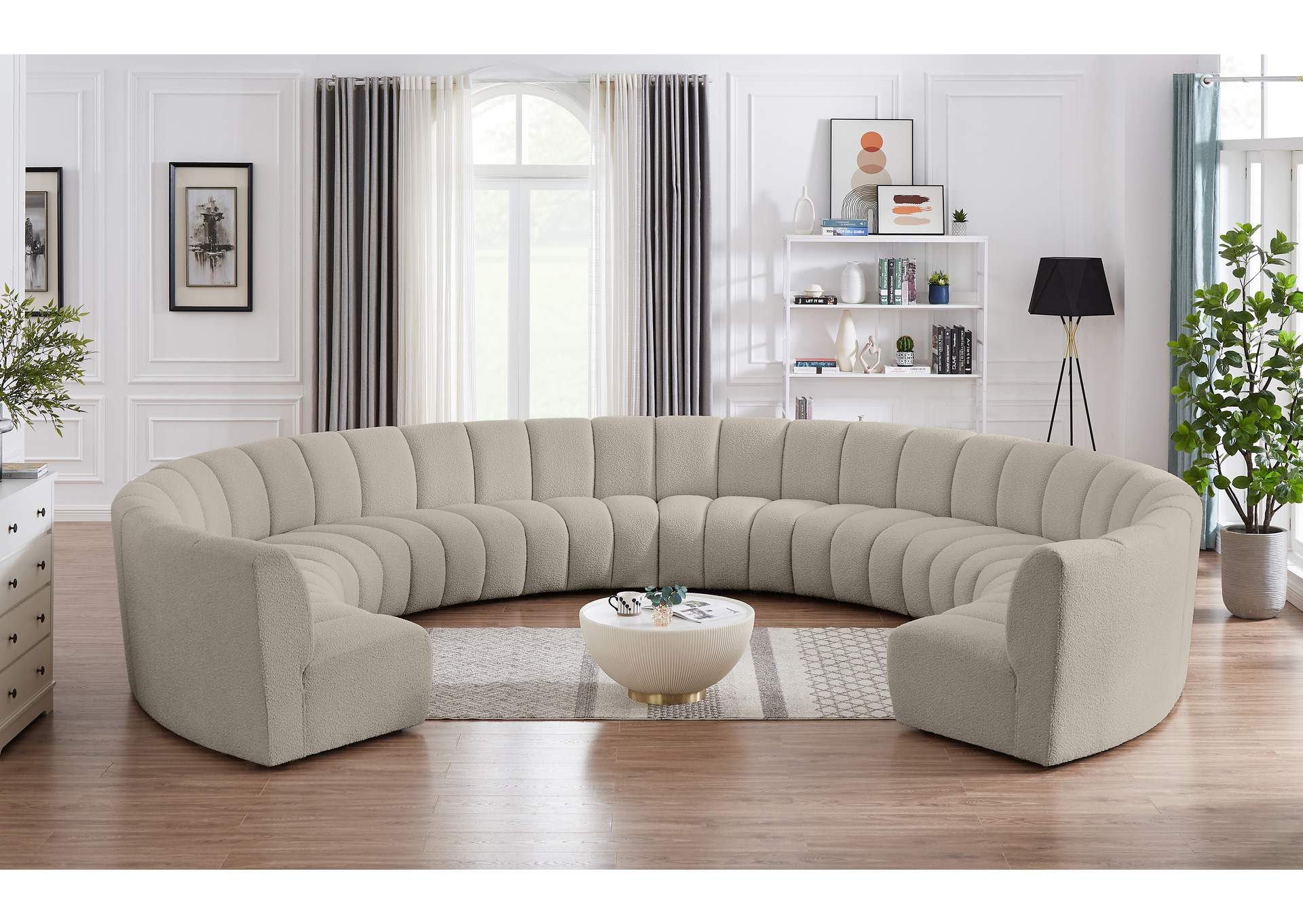 Infinity Brown Boucle Fabric 10 Piece Modular Sectional,Meridian Furniture