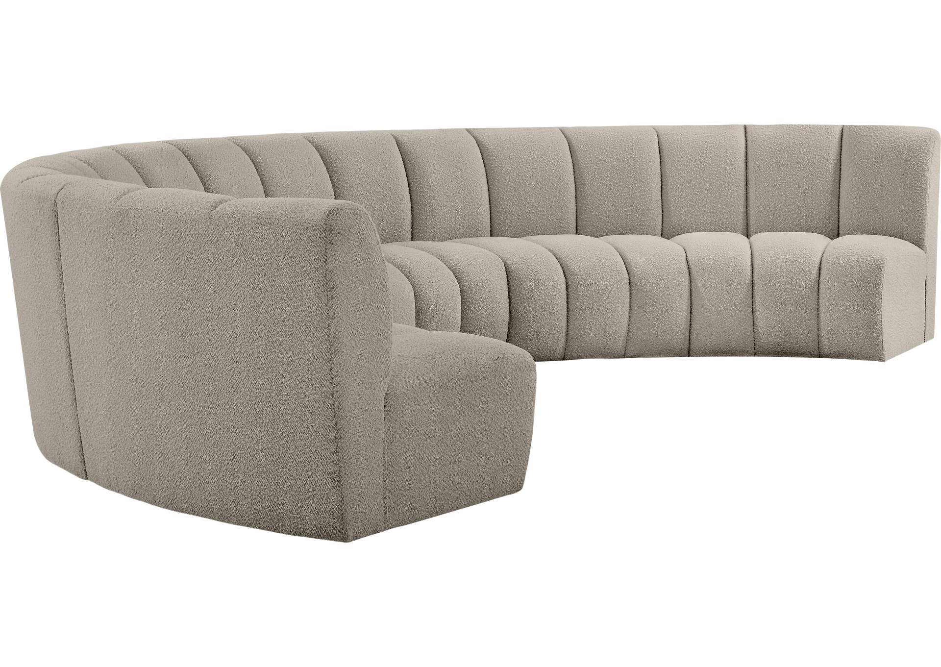 Infinity Brown Boucle Fabric 6 Piece . Modular Sectional,Meridian Furniture