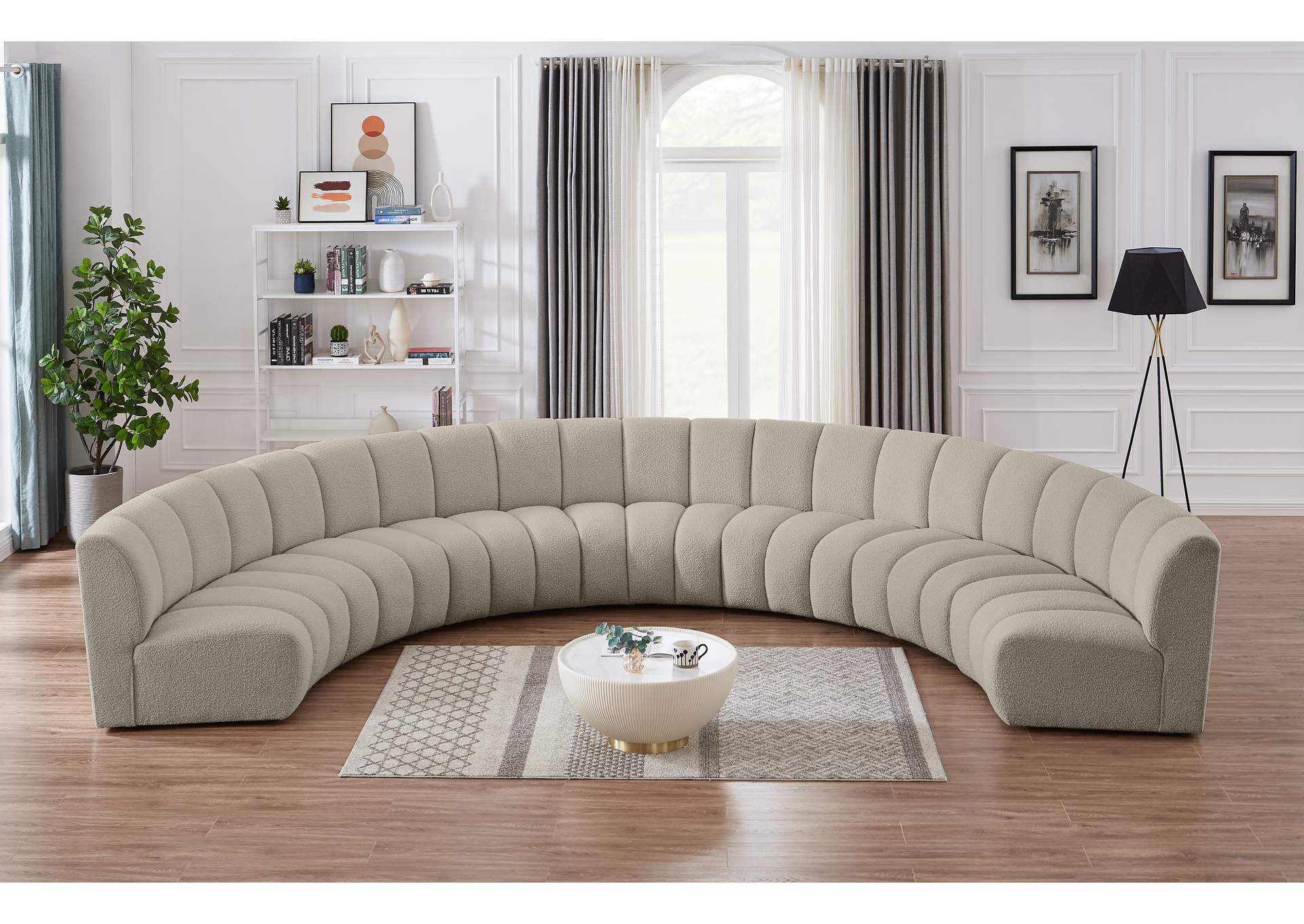 Infinity Brown Boucle Fabric 7 Piece Modular Sectional,Meridian Furniture