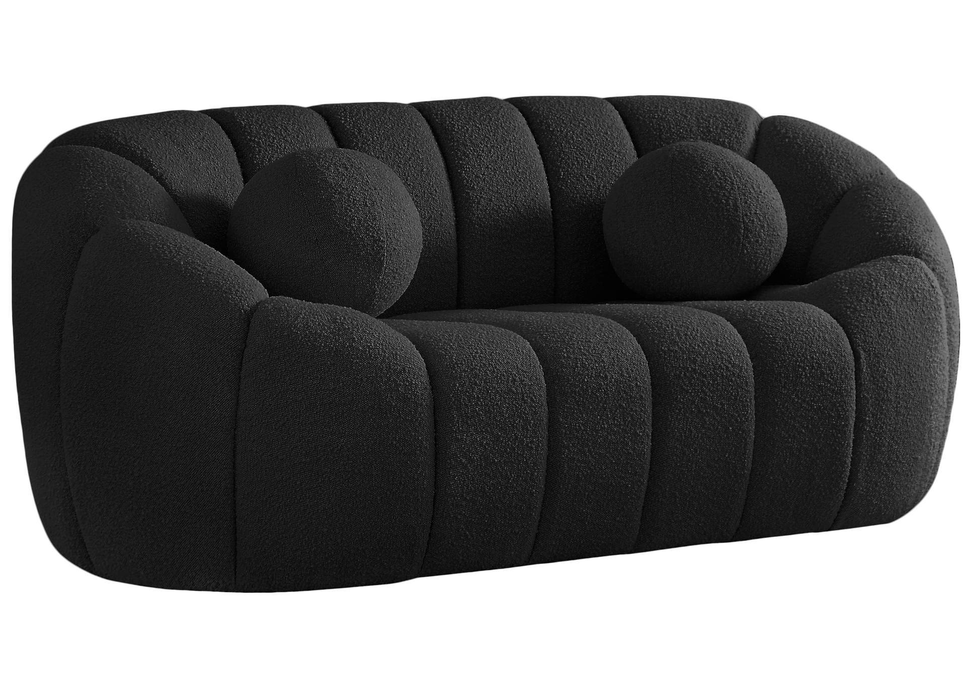 Elijah Black Boucle Fabric Loveseat,Meridian Furniture