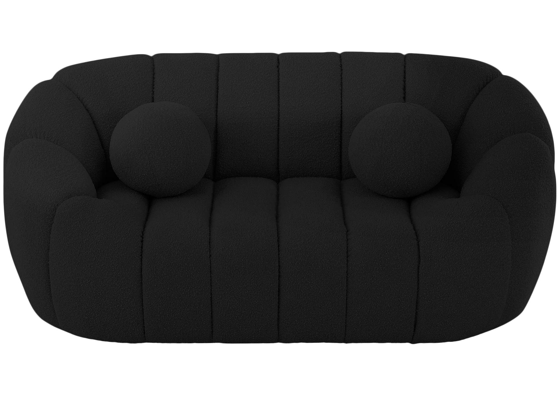 Elijah Black Boucle Fabric Loveseat,Meridian Furniture