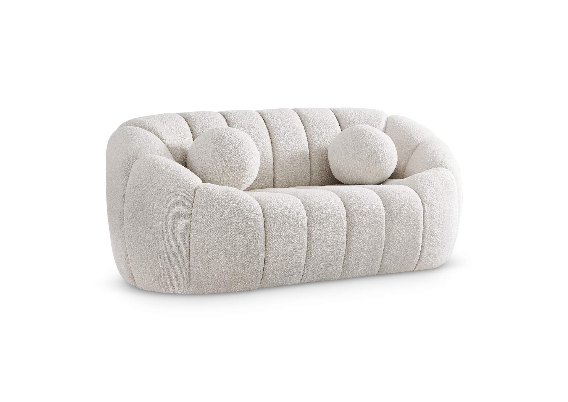 Elijah Cream Boucle Fabric Loveseat,Meridian Furniture