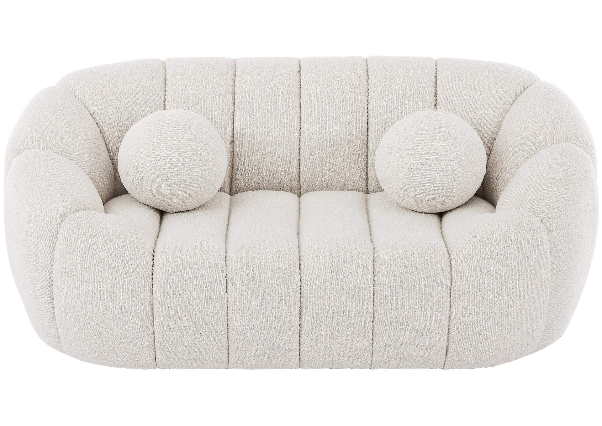 Elijah Cream Boucle Fabric Loveseat,Meridian Furniture