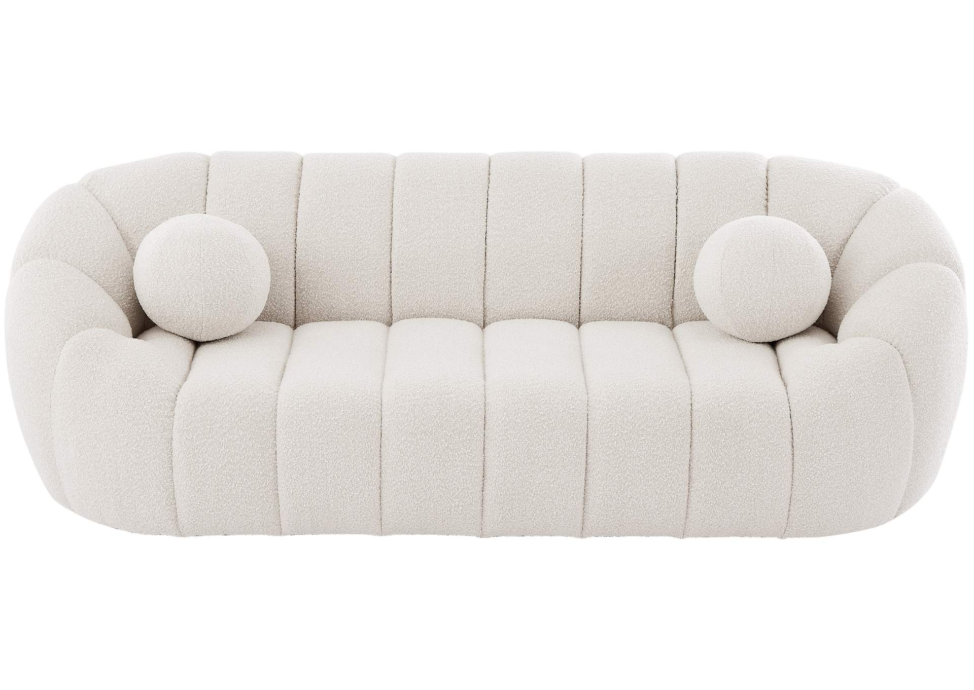 Elijah Cream Boucle Fabric Sofa,Meridian Furniture