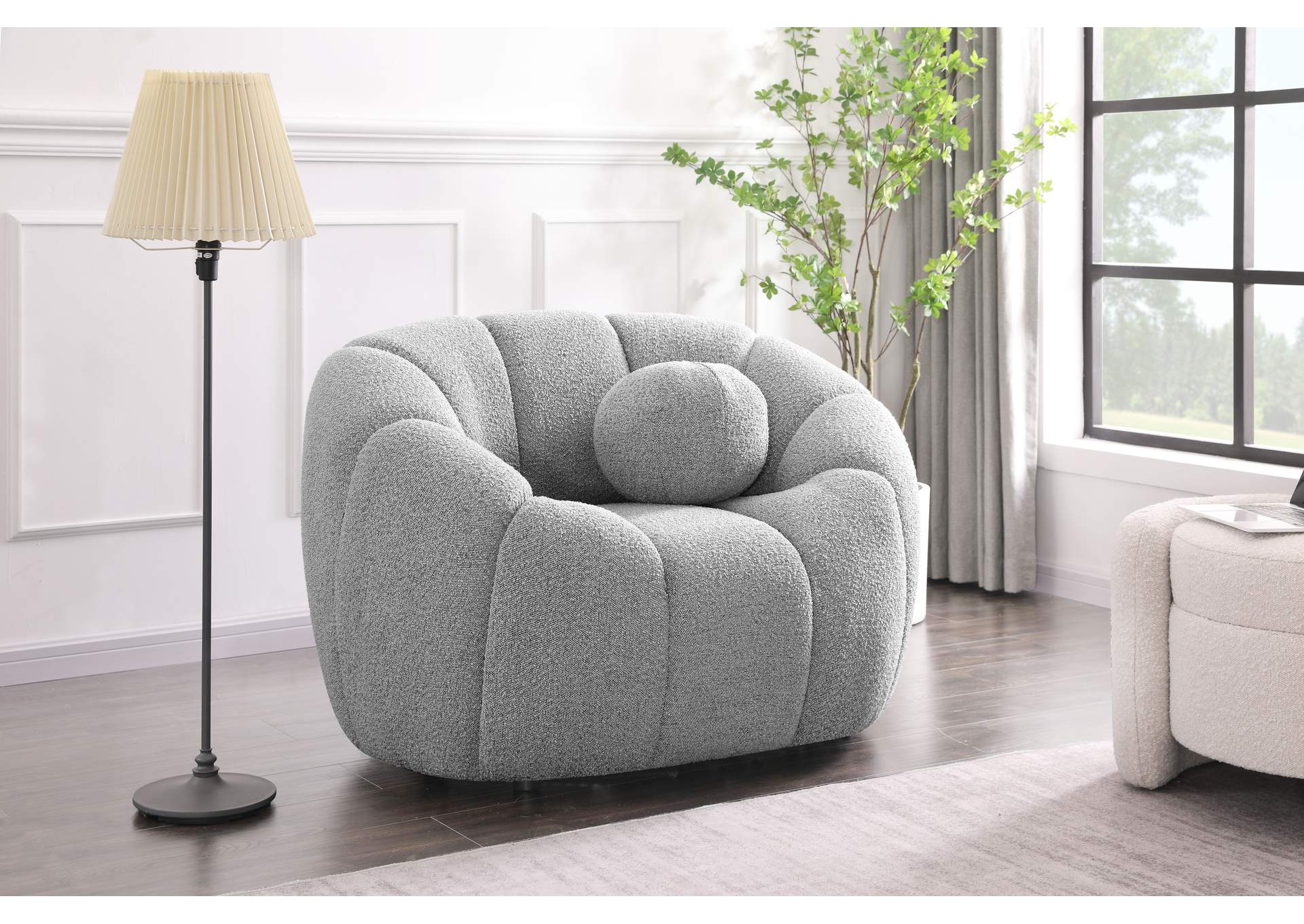 Elijah Grey Boucle Fabric Chair,Meridian Furniture