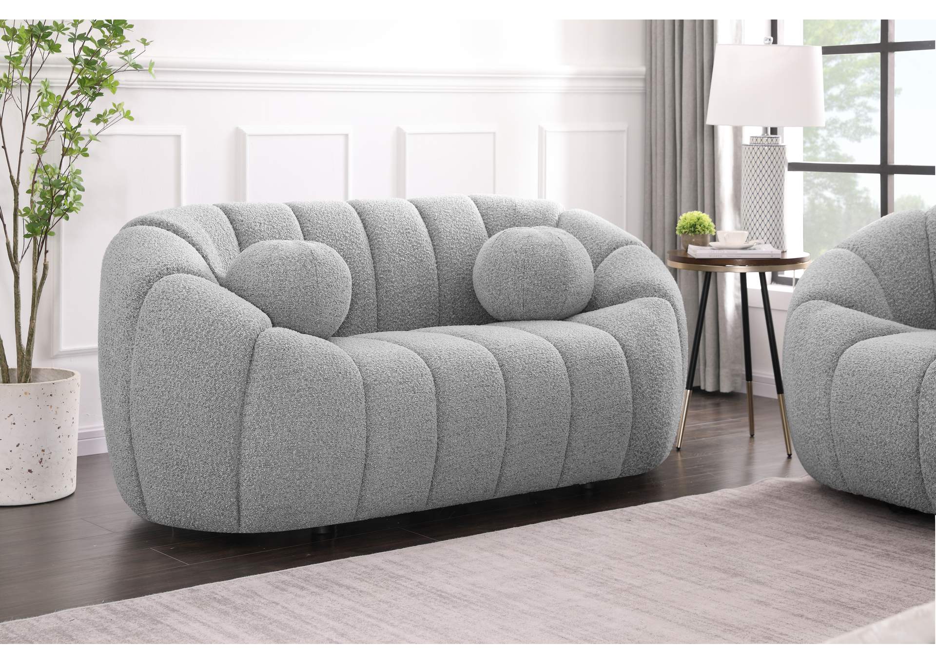 Elijah Grey Boucle Fabric Loveseat,Meridian Furniture