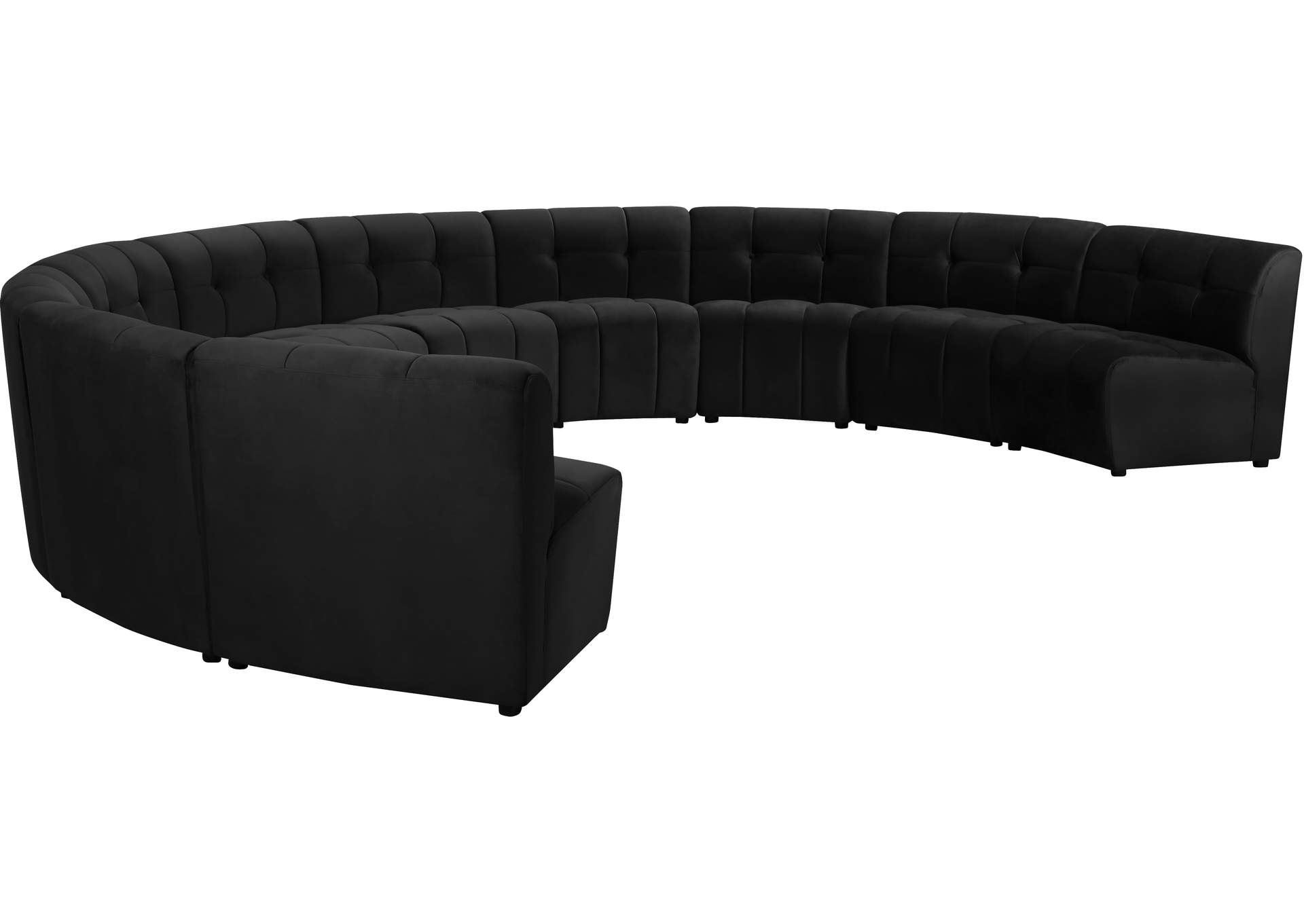 Limitless Black Velvet 10 Piece Modular Sectional,Meridian Furniture