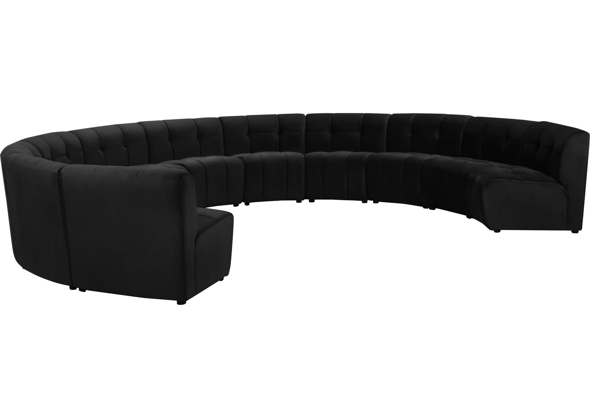 Limitless Black Velvet 11 Piece Modular Sectional,Meridian Furniture