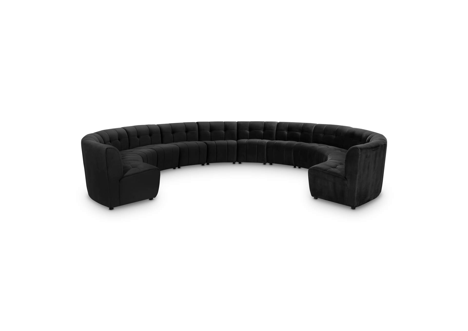 Limitless Black Velvet 12 Piece Modular Sectional,Meridian Furniture