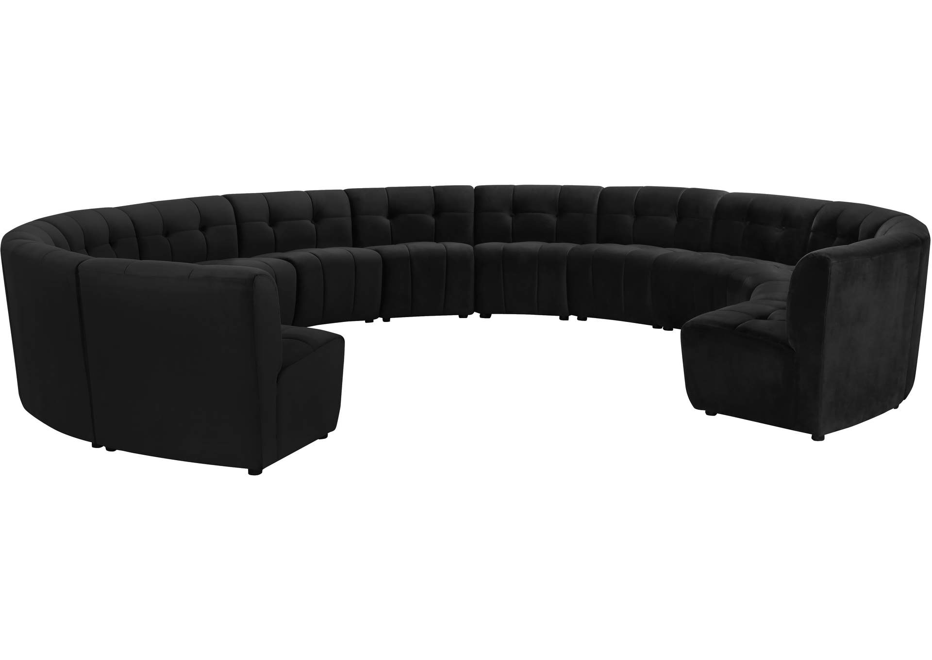 Limitless Black Velvet 13 Piece Modular Sectional,Meridian Furniture