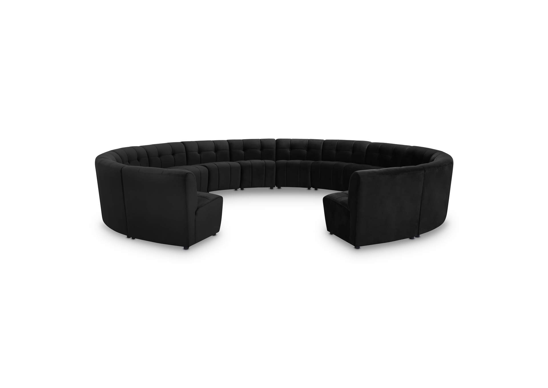 Limitless Black Velvet 14 Piece Modular Sectional,Meridian Furniture