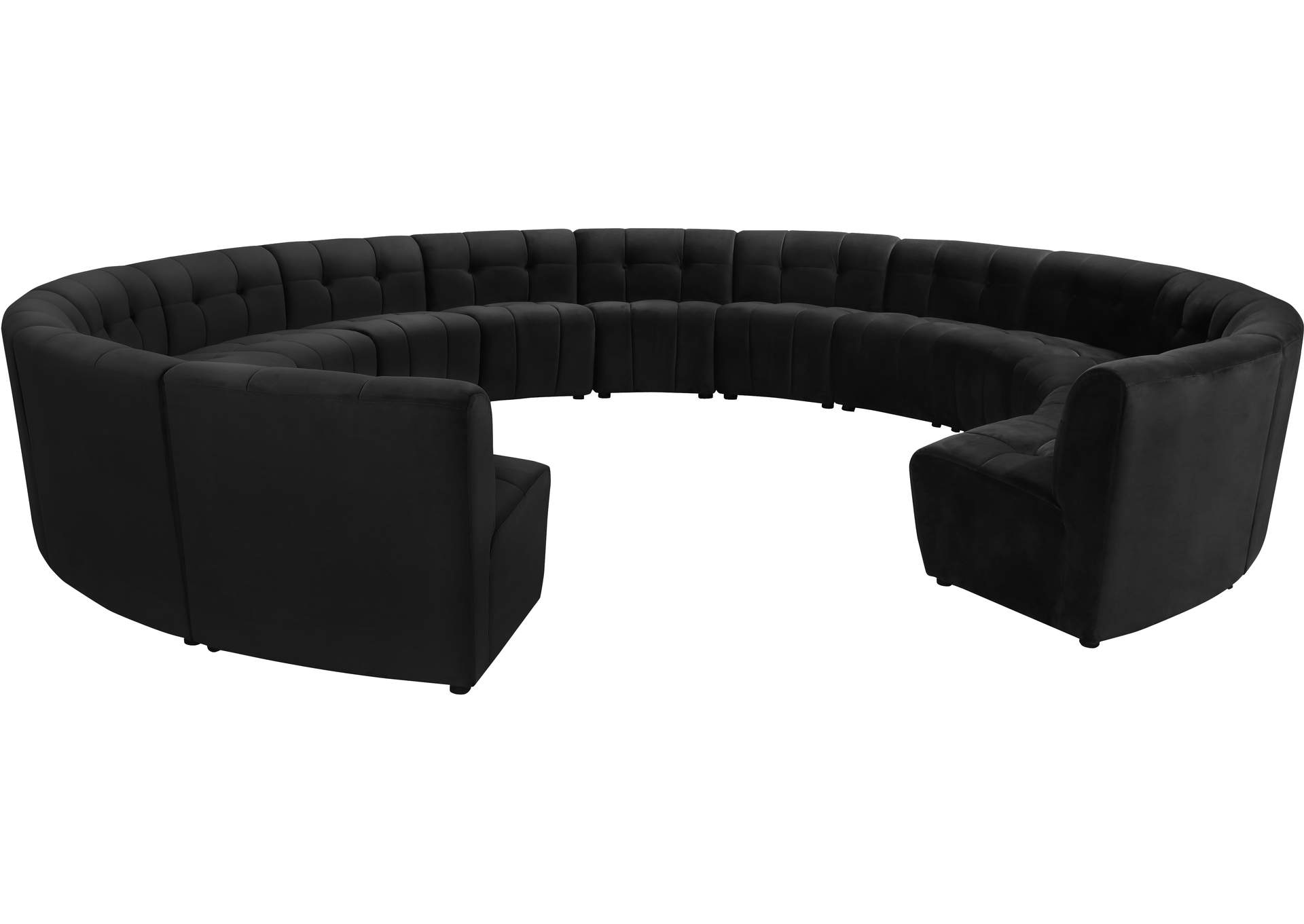 Limitless Black Velvet 14 Piece Modular Sectional,Meridian Furniture