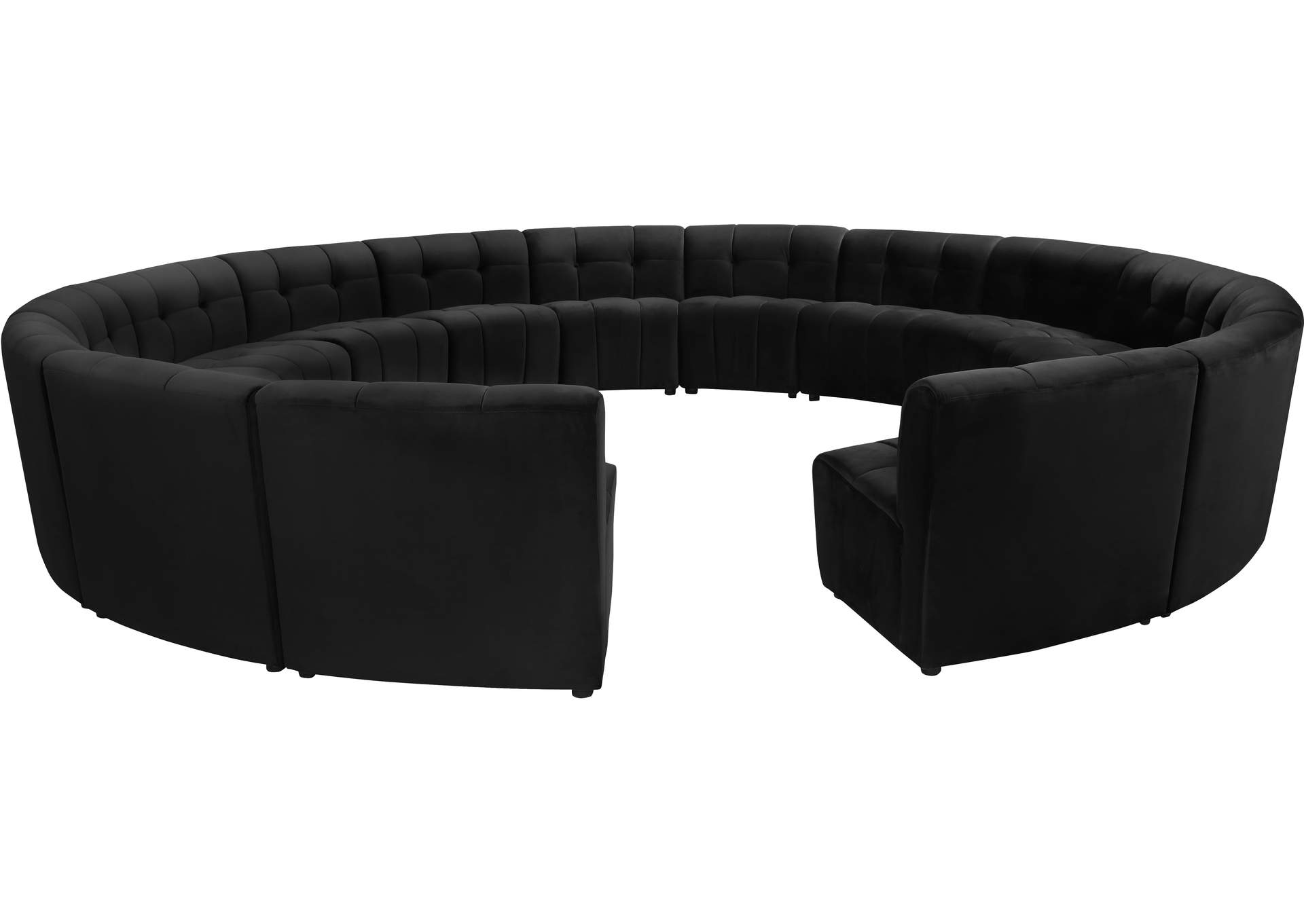 Limitless Black Velvet 15 Piece Modular Sectional,Meridian Furniture