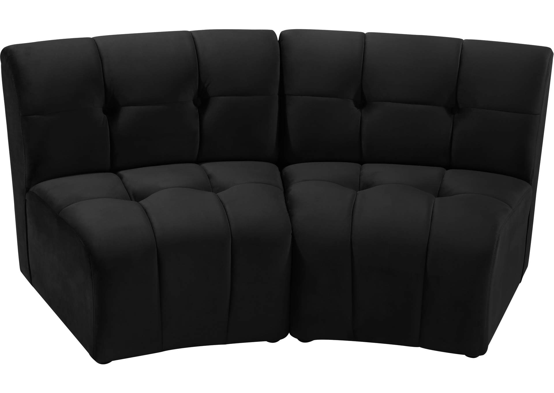 Limitless Black Velvet 2 Piece Modular Sectional,Meridian Furniture