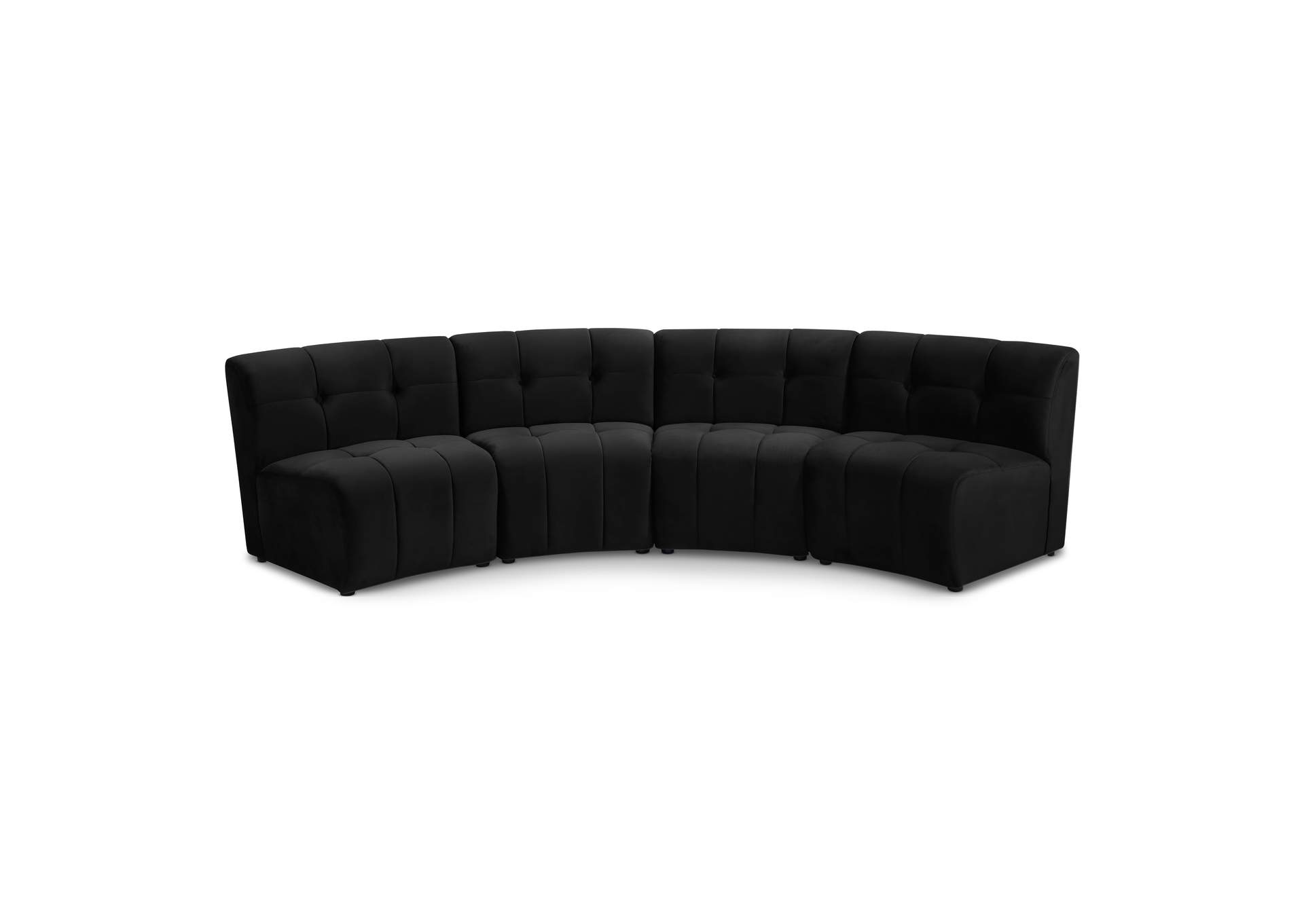 Limitless Black Velvet 4 Piece Modular Sectional,Meridian Furniture