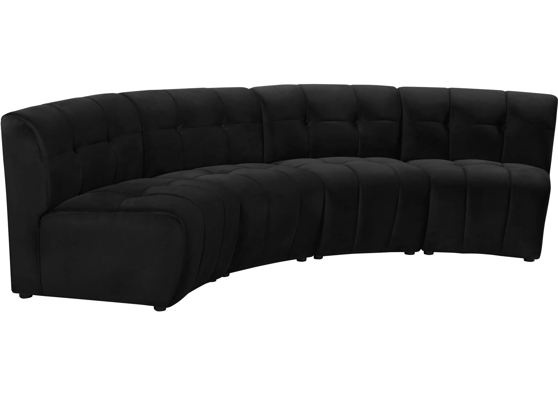 Limitless Black Velvet 4 Piece Modular Sectional,Meridian Furniture