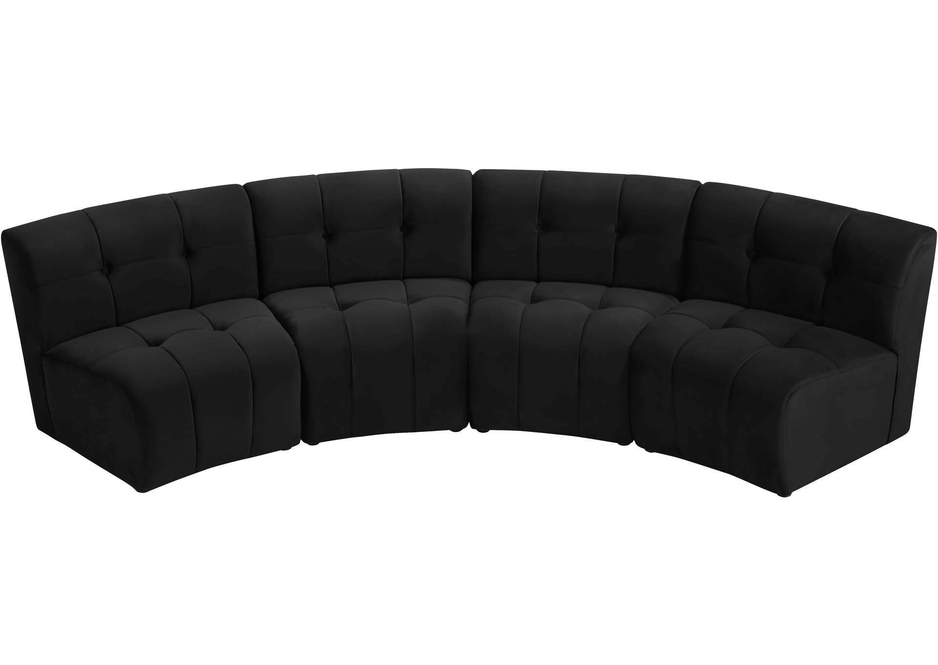 Limitless Black Velvet 4 Piece Modular Sectional,Meridian Furniture