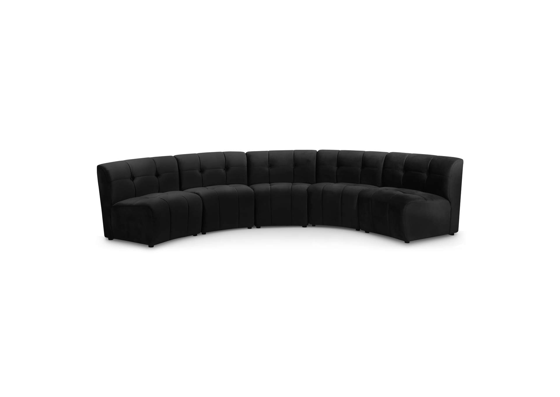 Limitless Black Velvet 5 Piece Modular Sectional,Meridian Furniture